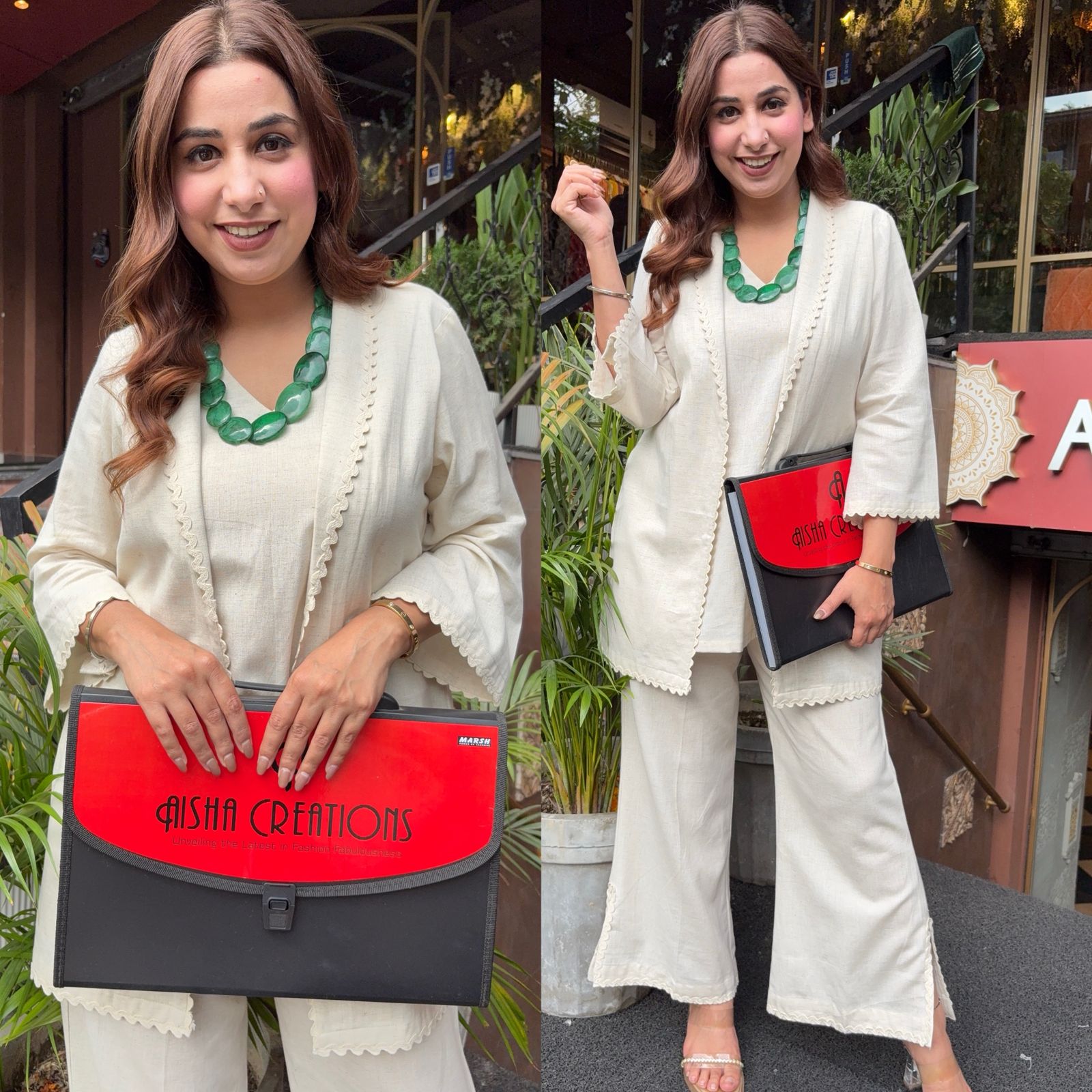 Handloom cotton three piece jacket style Coord set