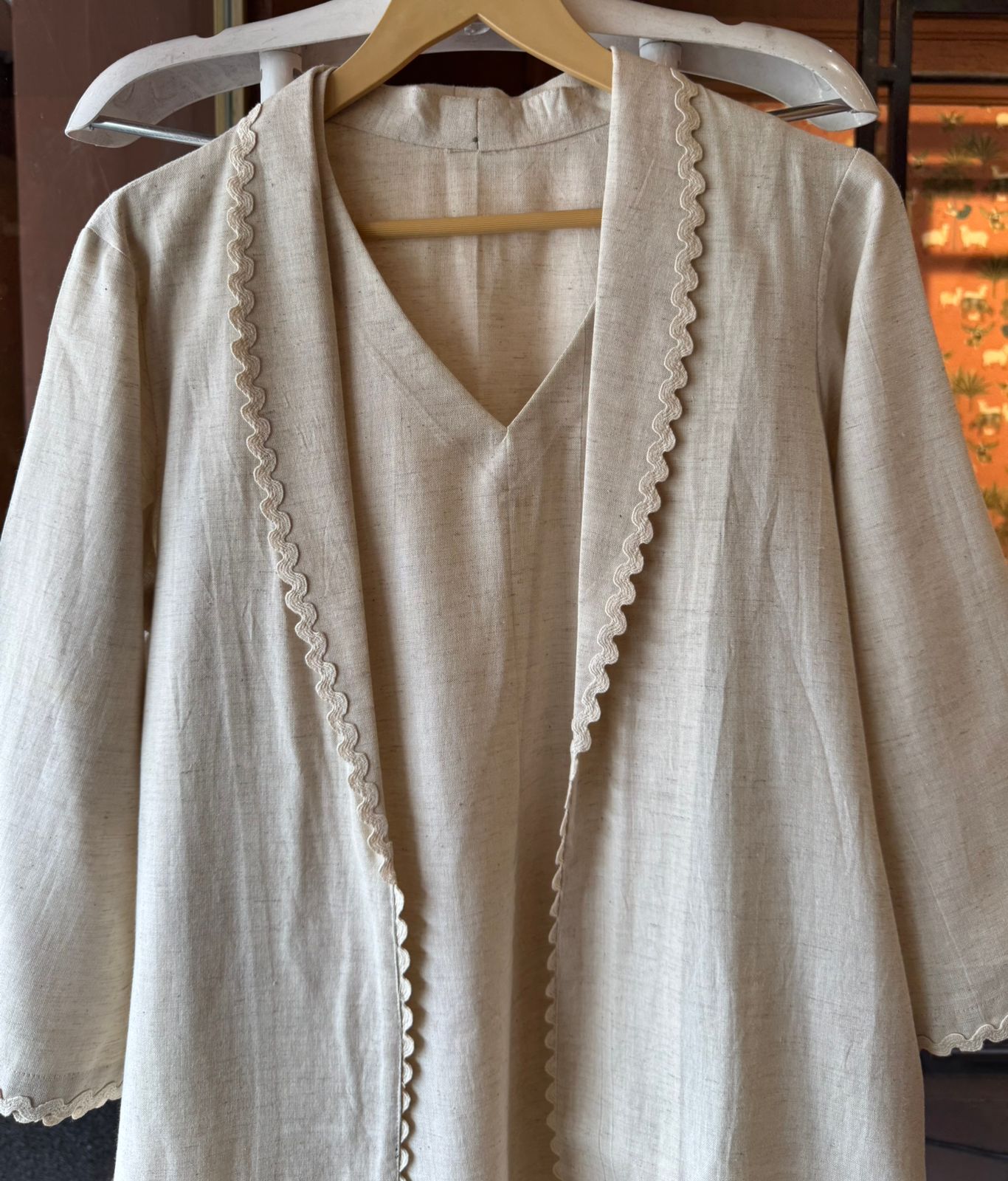 Handloom cotton three piece jacket style Coord set