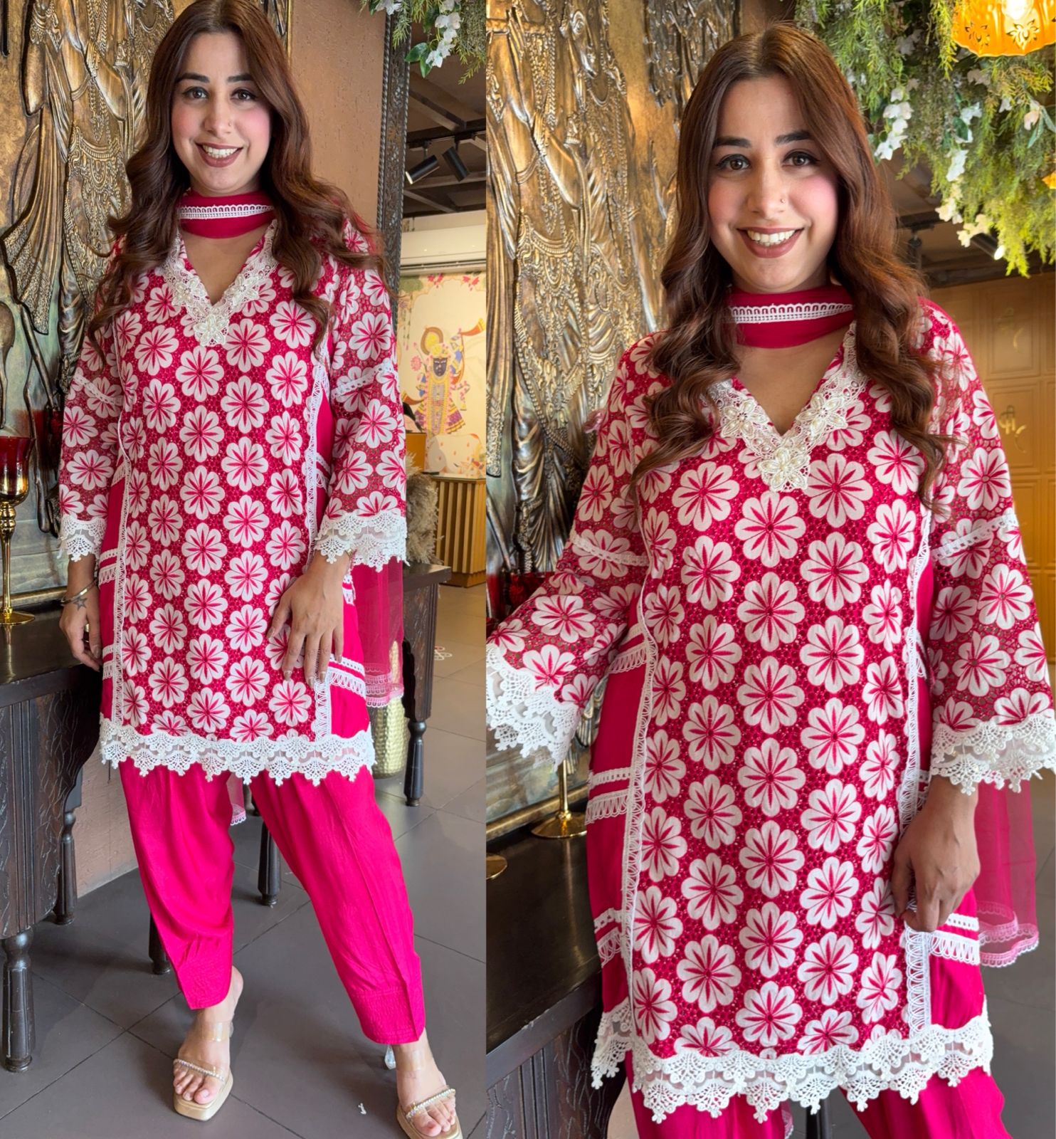 Imported Floral Crochia fabric beautifully designed