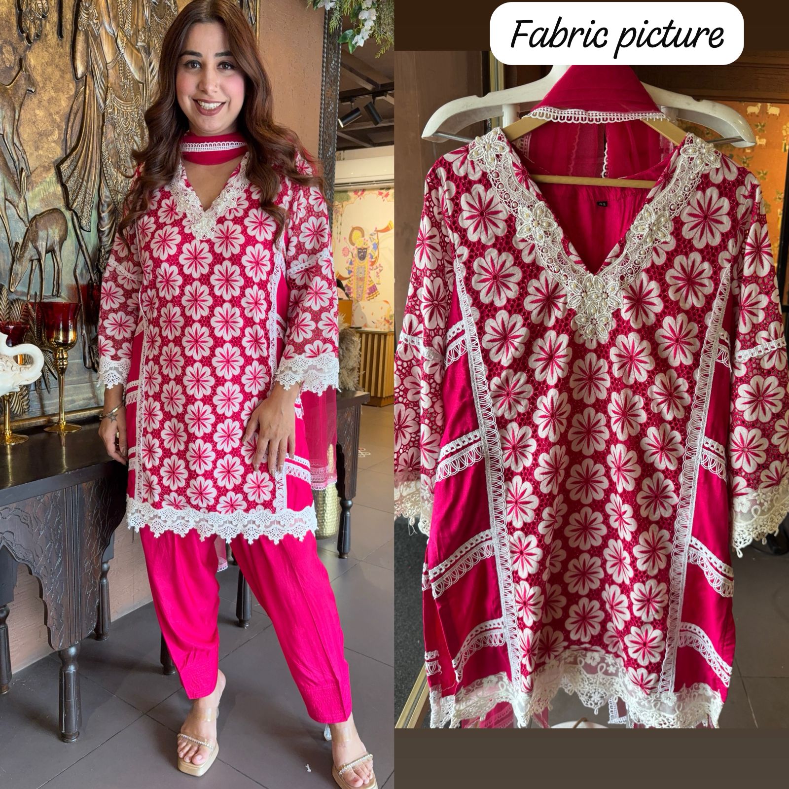 Imported Floral Crochia fabric beautifully designed