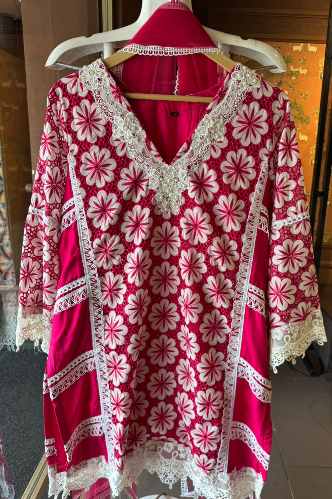 Imported Floral Crochia fabric beautifully designed