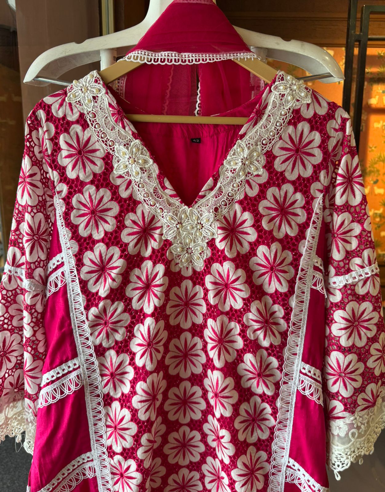 Imported Floral Crochia fabric beautifully designed