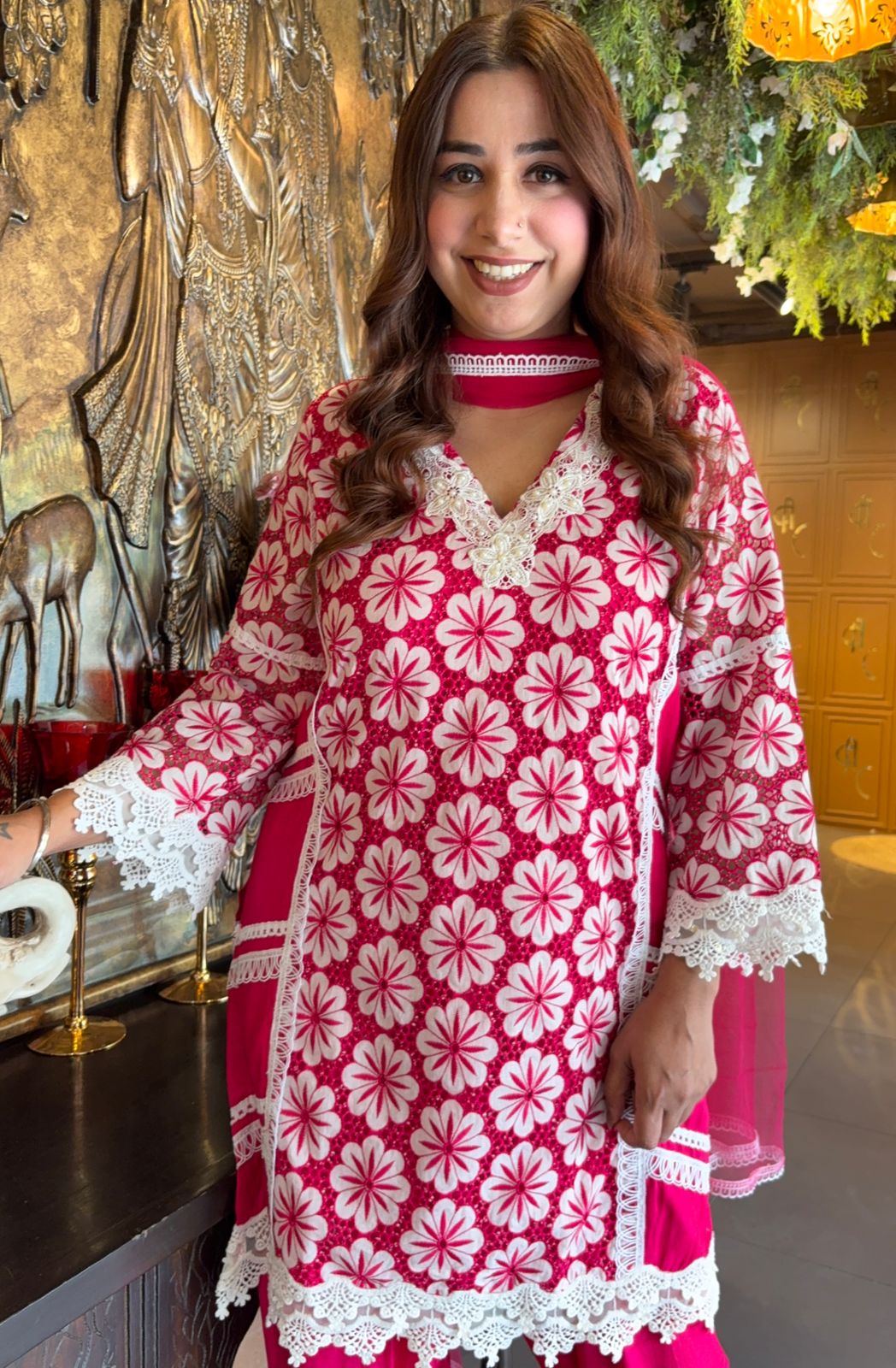 Imported Floral Crochia fabric beautifully designed