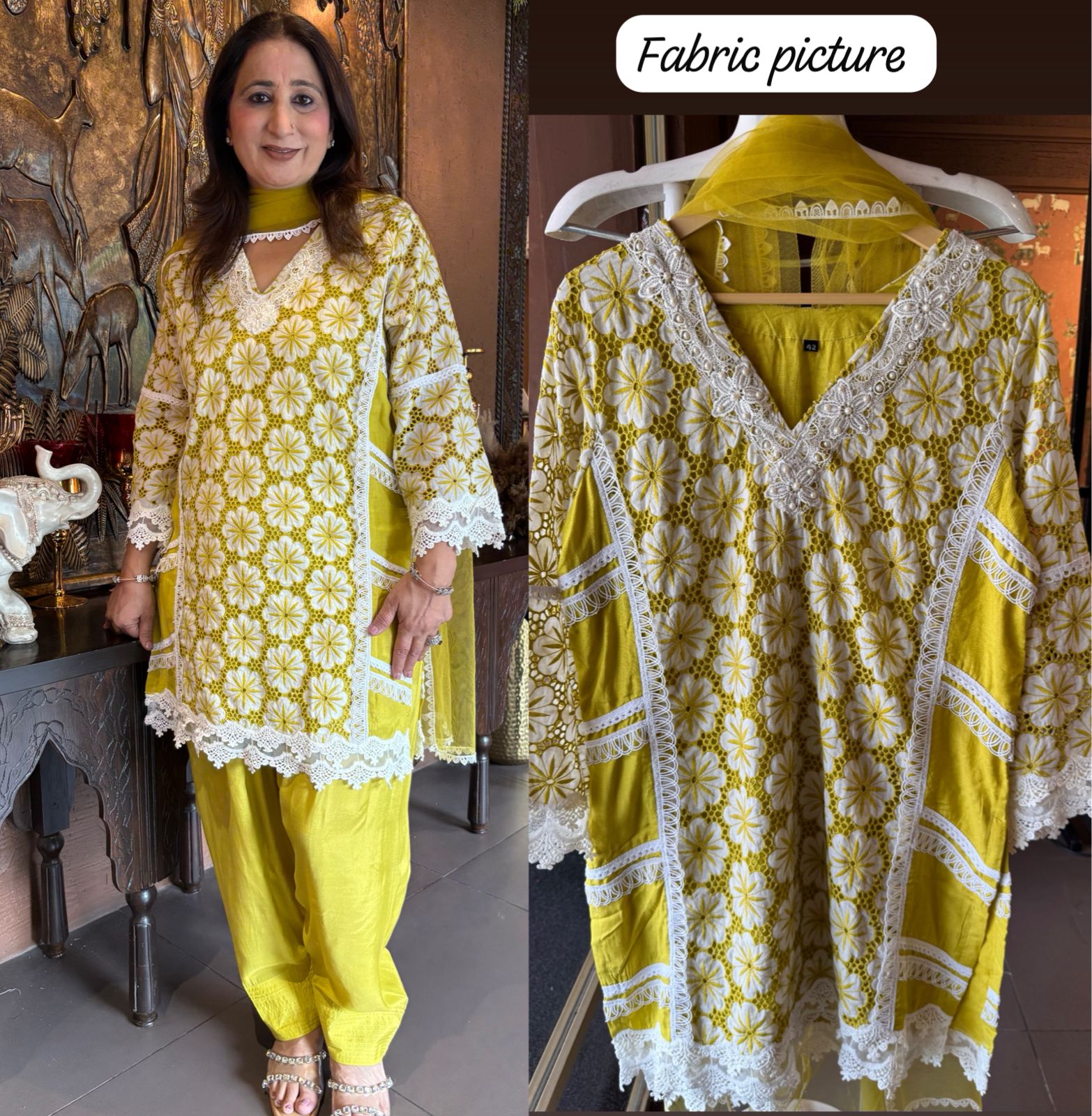 Imported Floral Crochia fabric beautifully designed