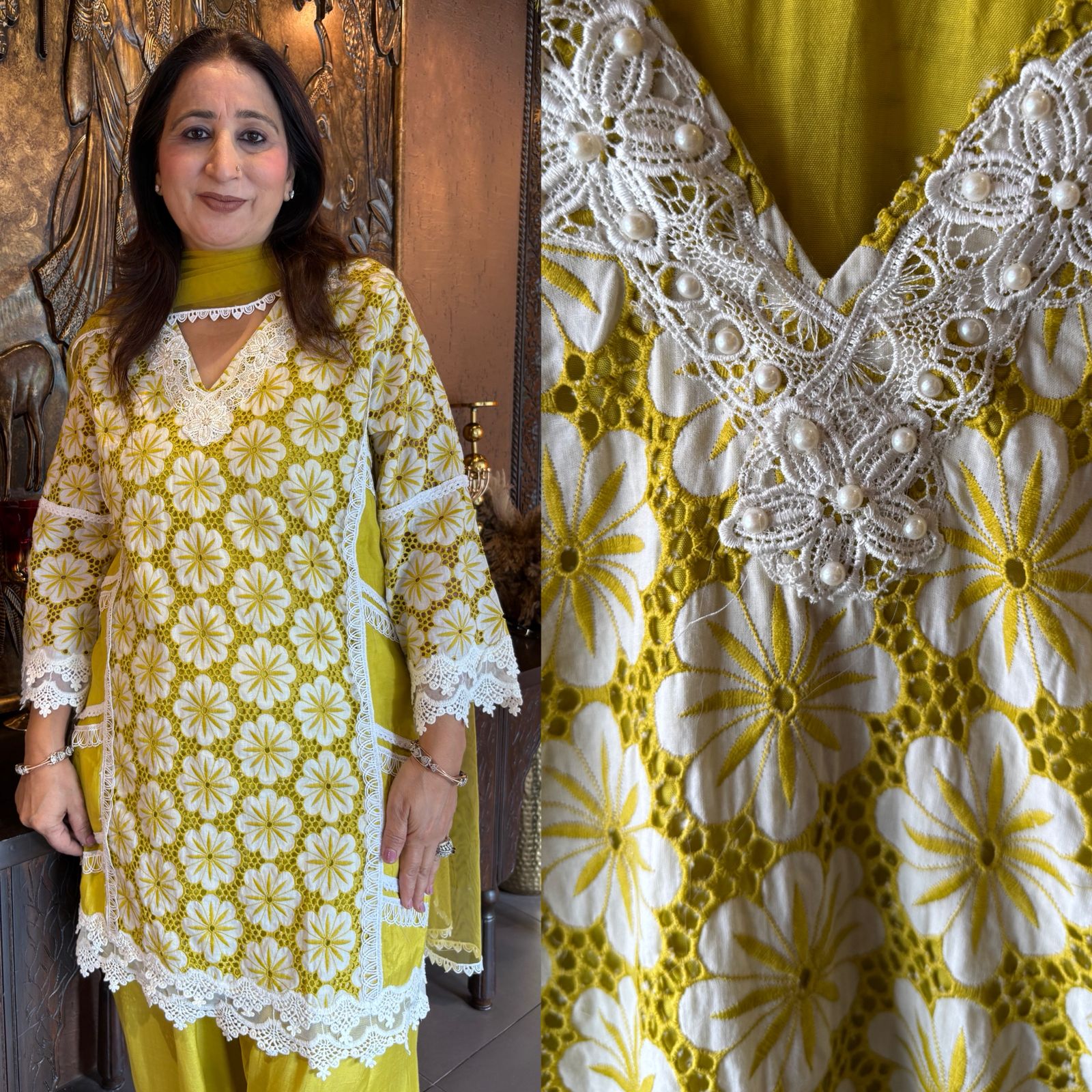 Imported Floral Crochia fabric beautifully designed