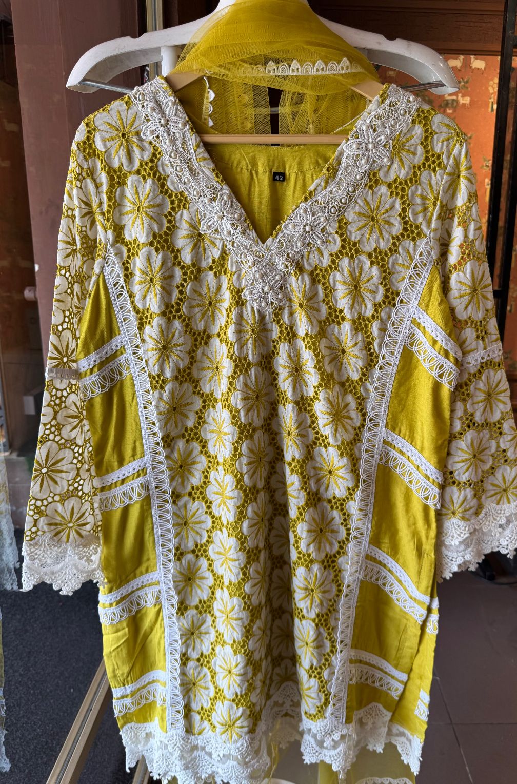 Imported Floral Crochia fabric beautifully designed