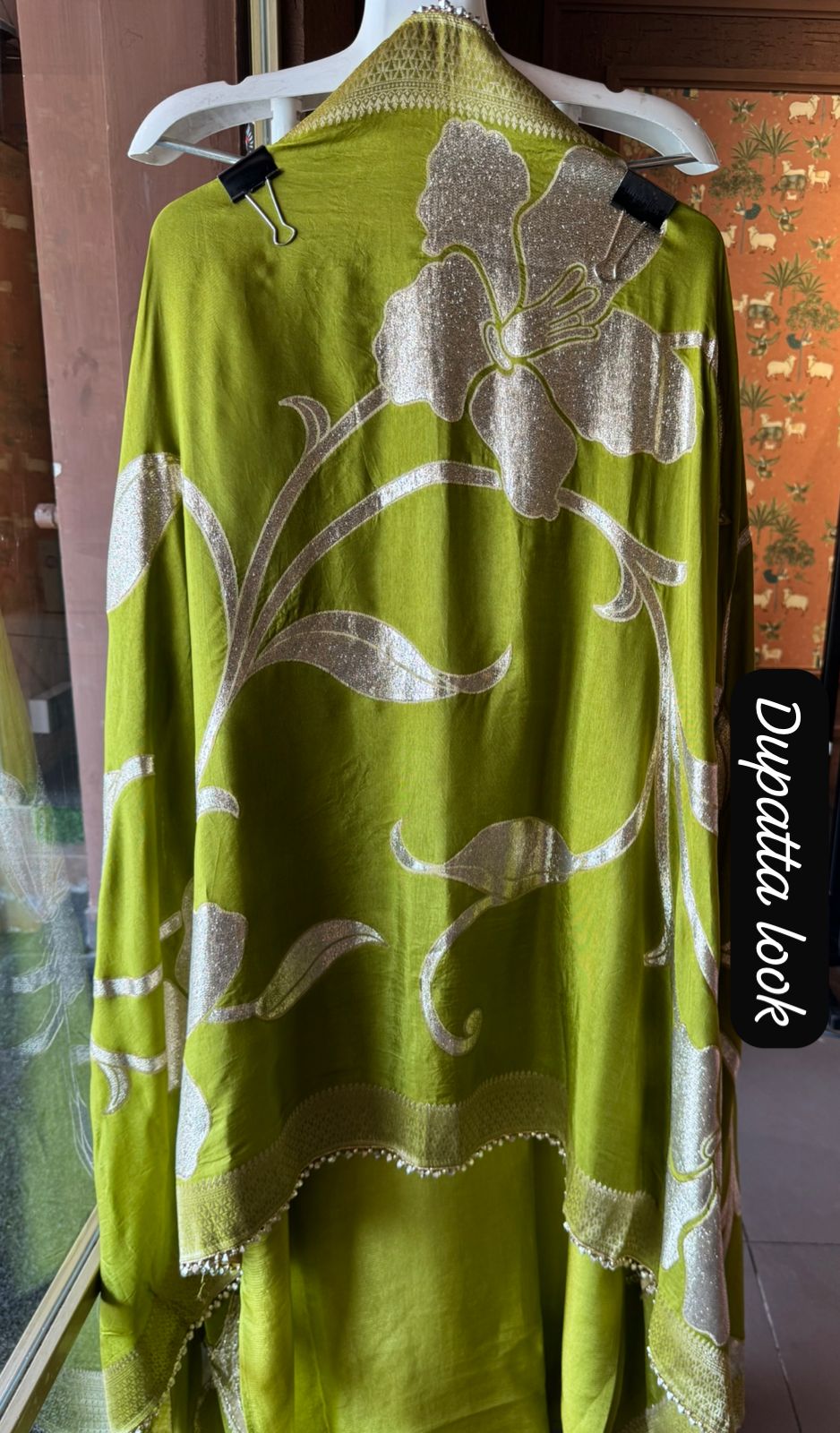 Self Tissue Kurta with Gold lurex Semi stitched shirt