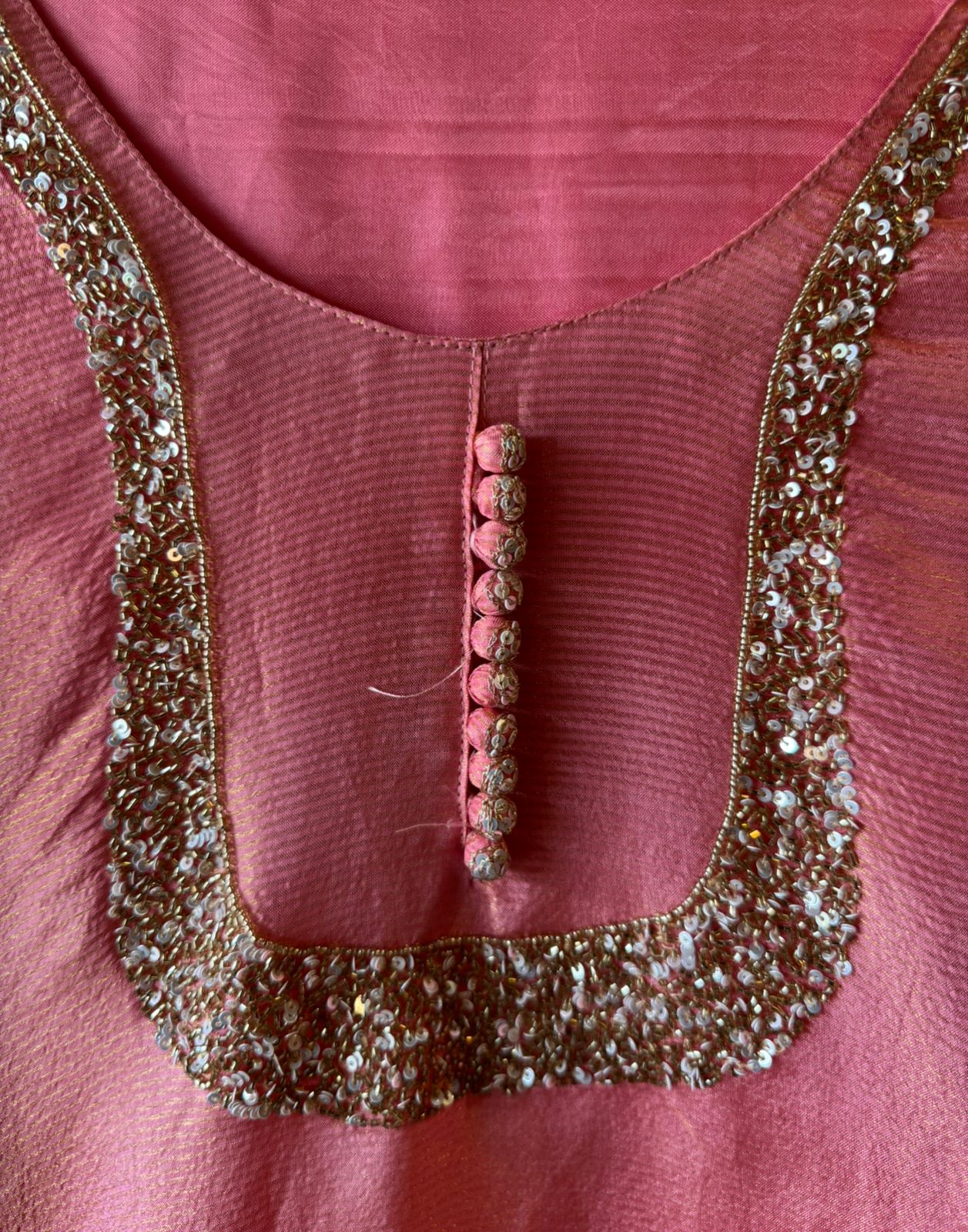 Self Tissue Kurta with Gold lurex Semi stitched shirt