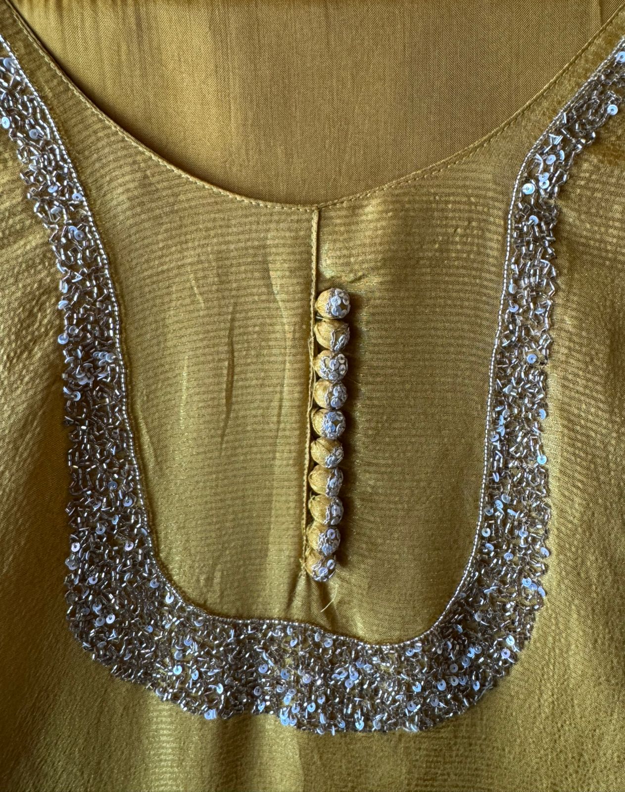 Self Tissue Kurta with Gold lurex Semi stitched shirt
