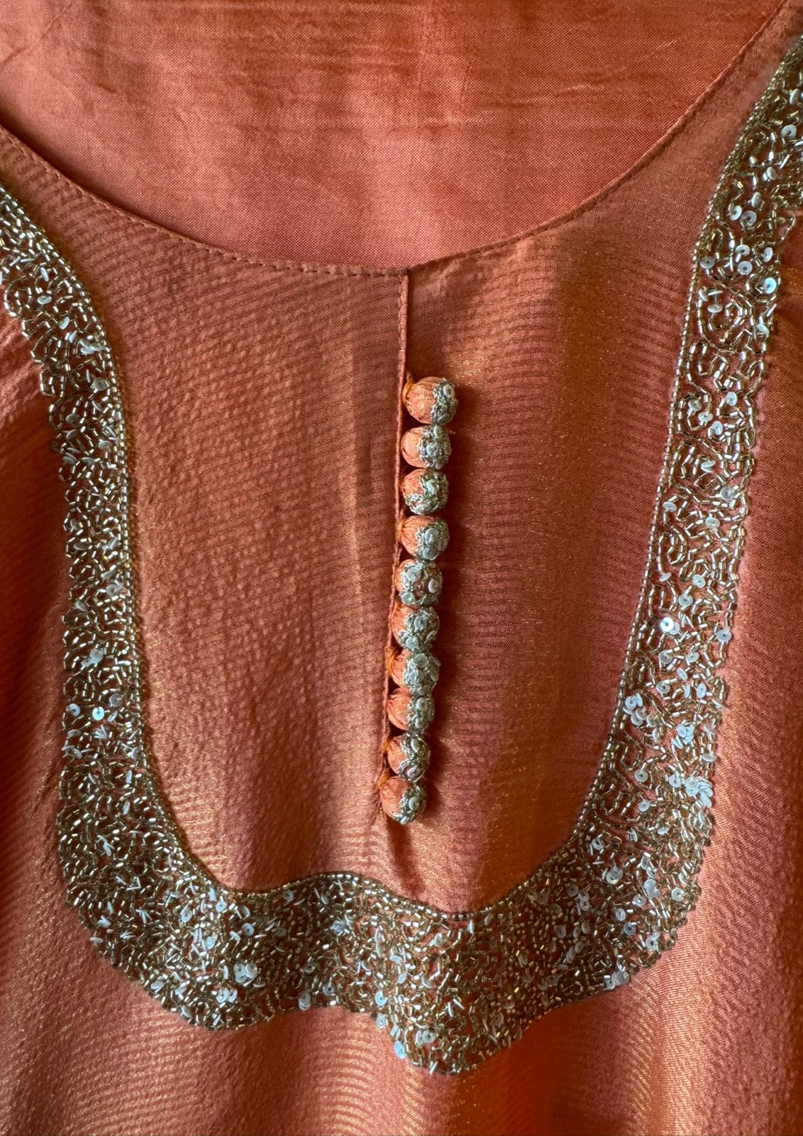 Self Tissue Kurta with Gold lurex Semi stitched shirt