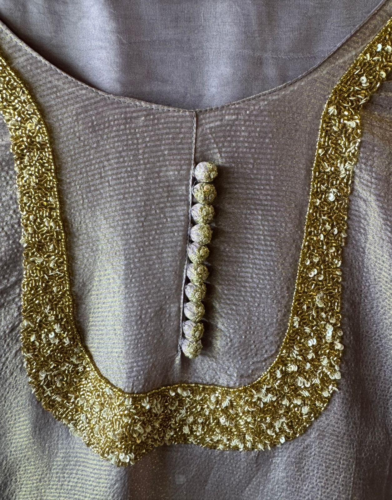 Self Tissue Kurta with Gold lurex Semi stitched shirt