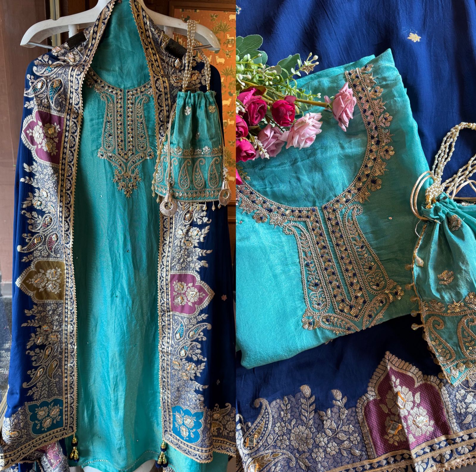 Pure 100% soft  tissue Unstitched shirt