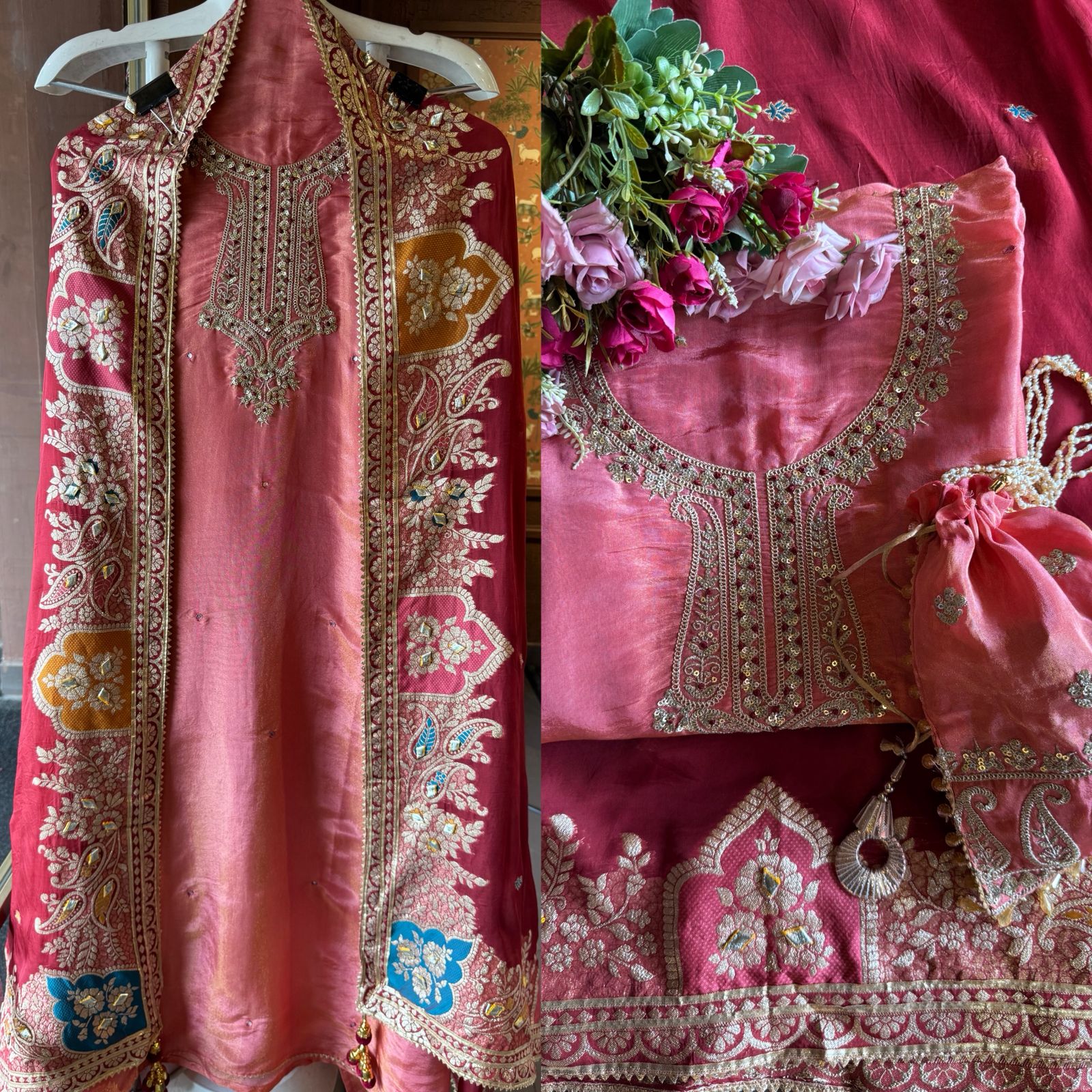 Pure 100% soft  tissue Unstitched shirt