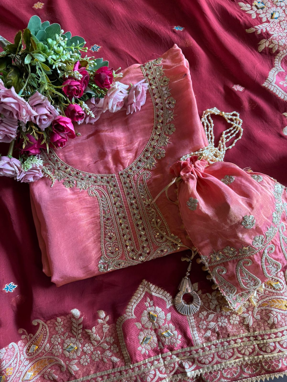 Pure 100% soft  tissue Unstitched shirt