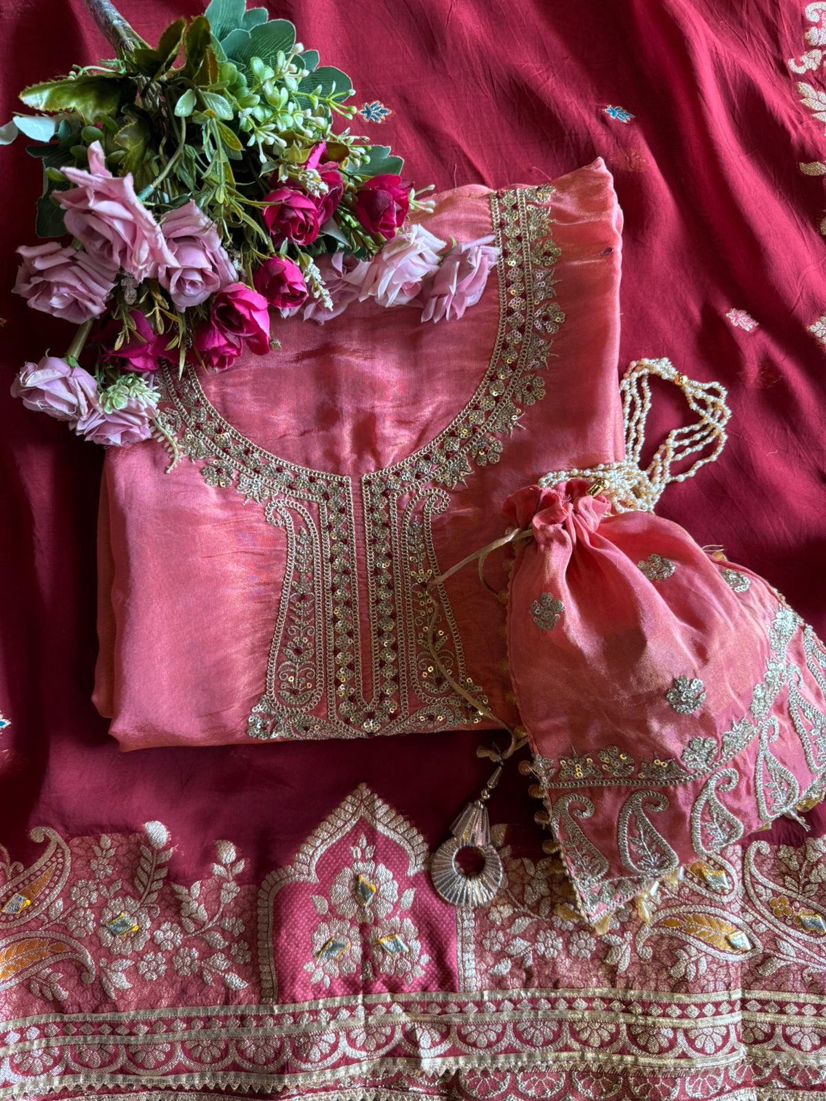 Pure 100% soft  tissue Unstitched shirt