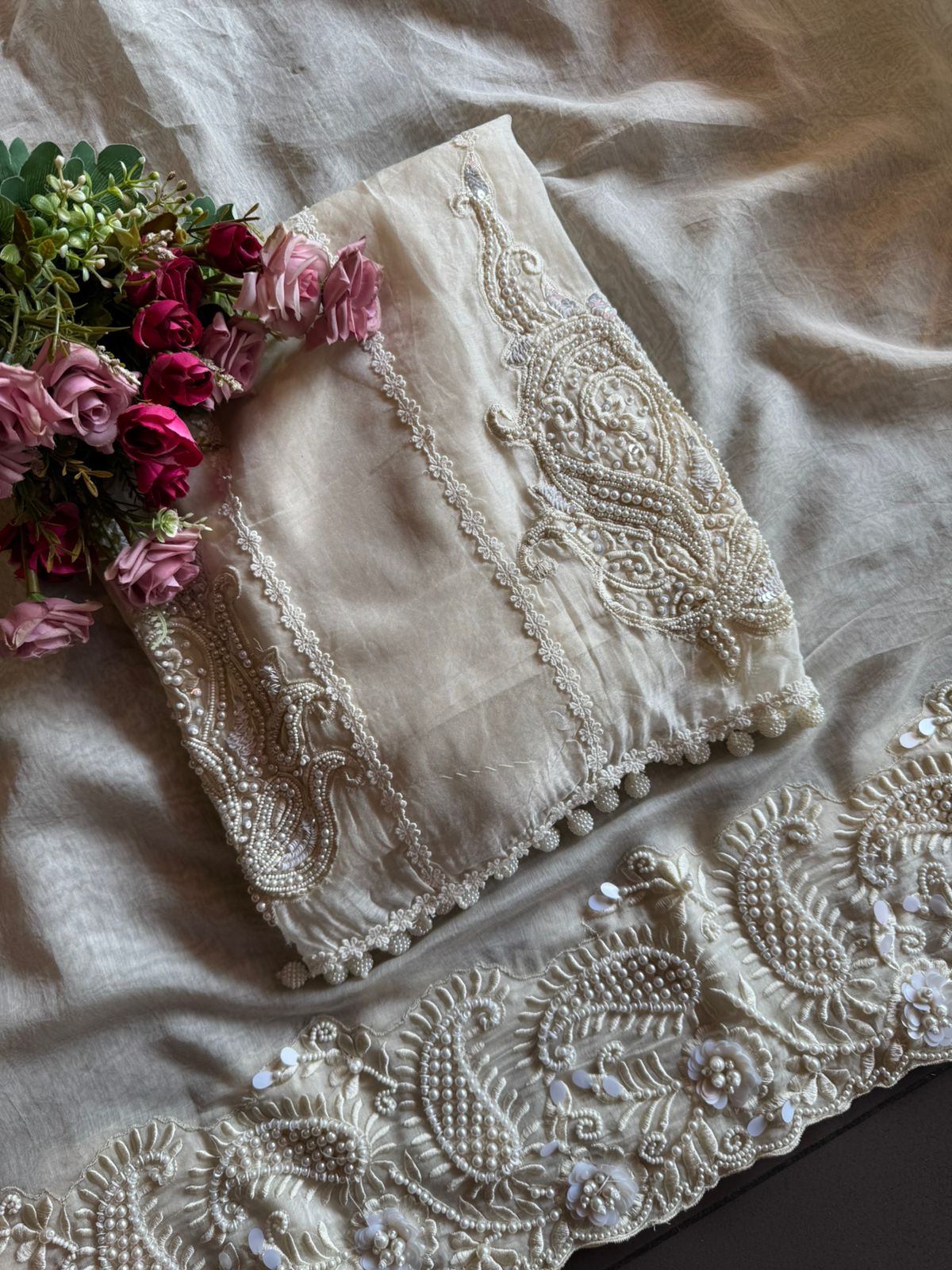 Soft chanderi Shirt with lacework