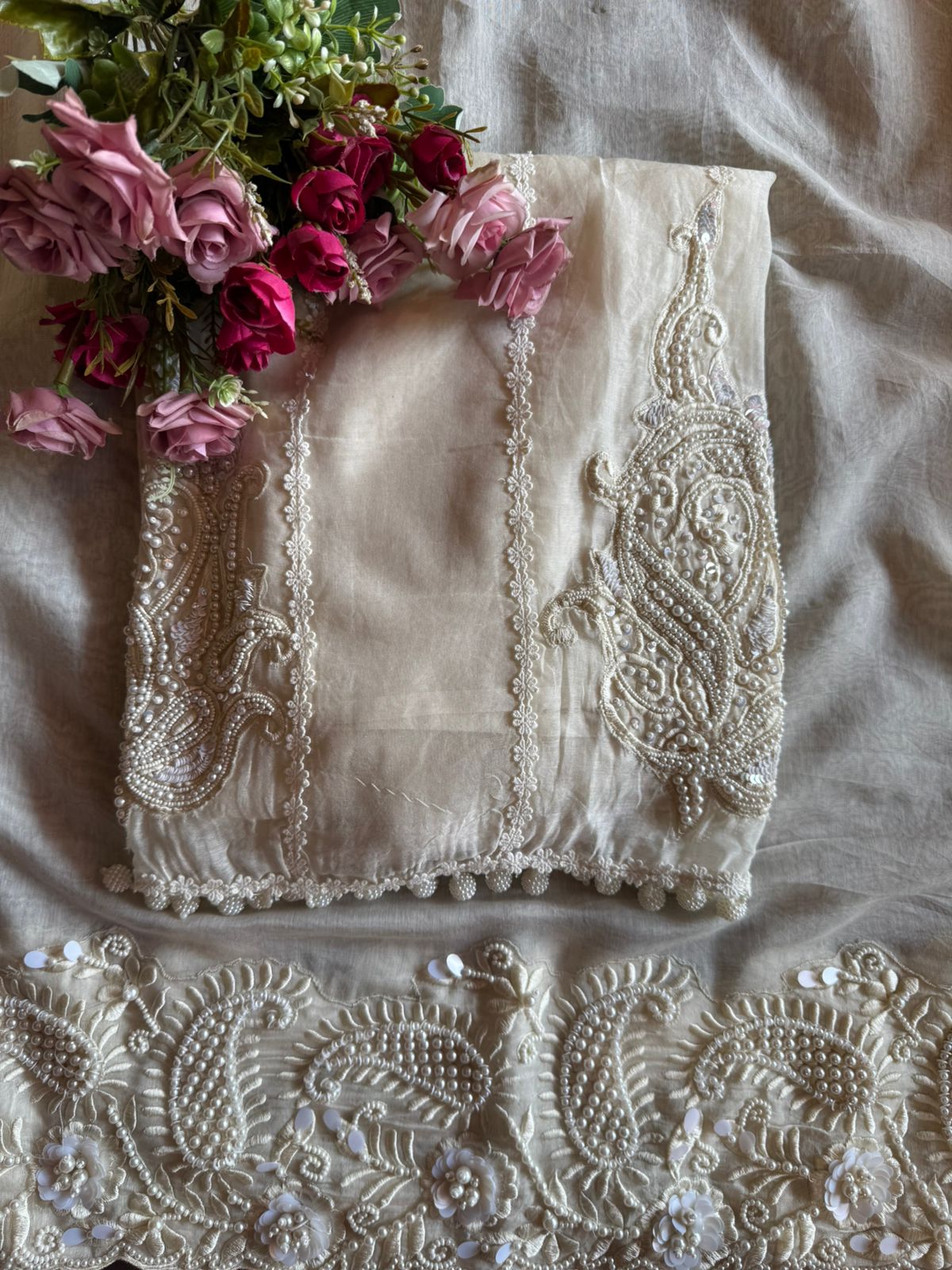 Soft chanderi Shirt with lacework