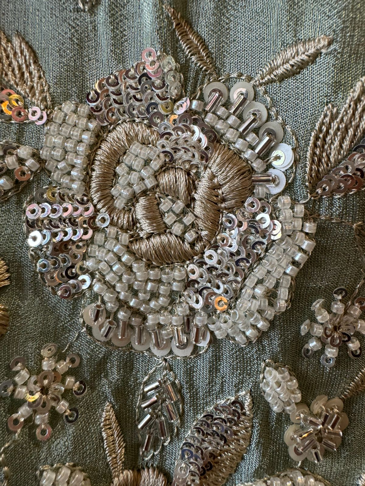 Pakistani handwork pieces On pure shimmer tissue