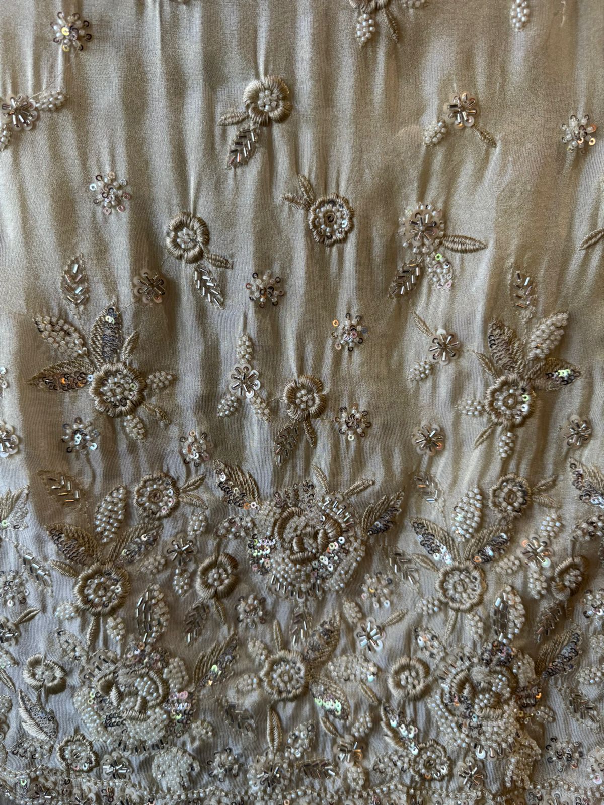 Pakistani handwork pieces On pure shimmer tissue