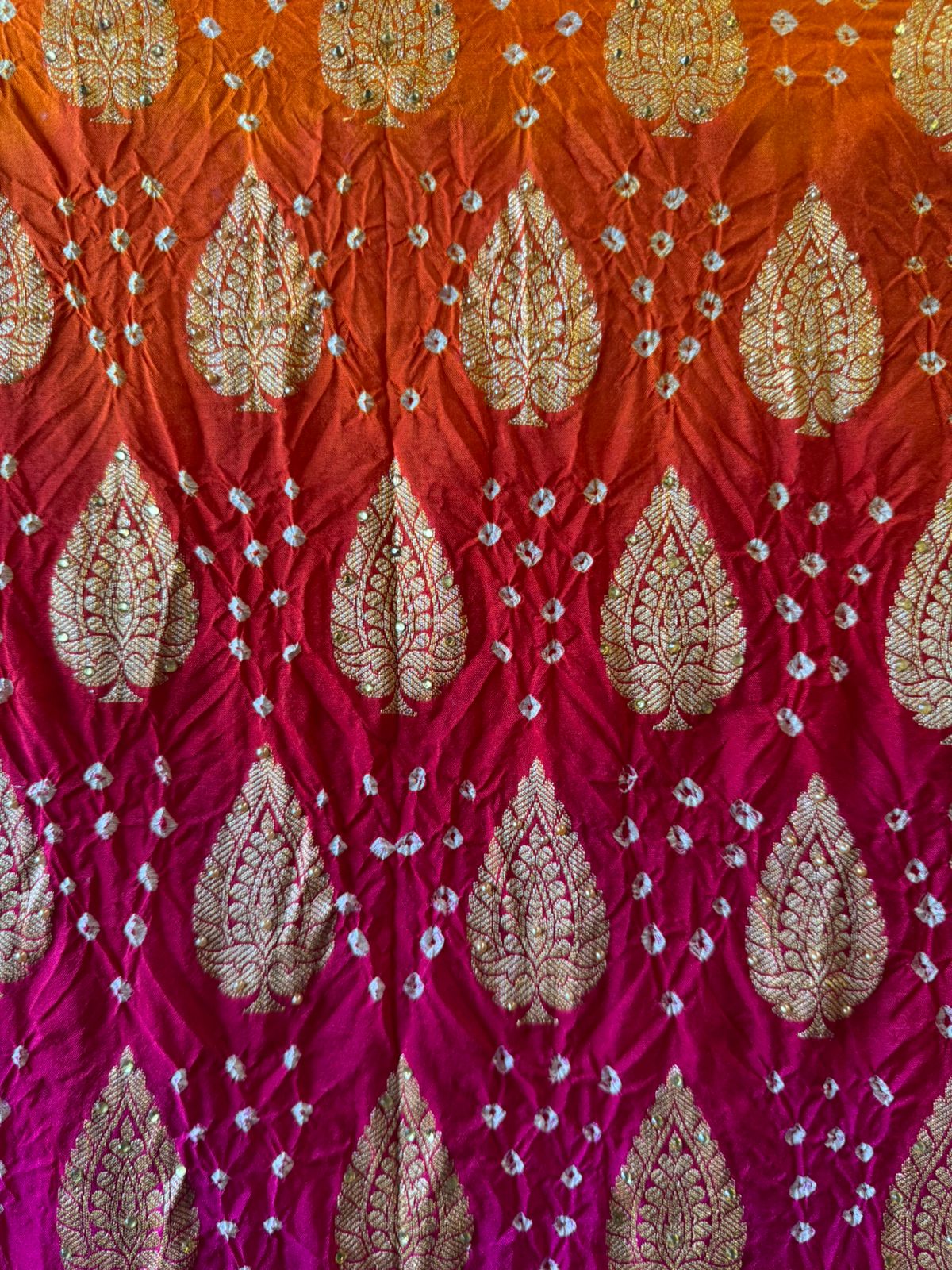 Pure bandhani Crushed ombré Zari weaving suits