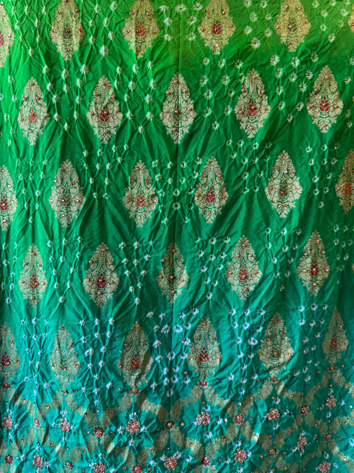 Pure bandhani Crushed ombré Zari weaving suits