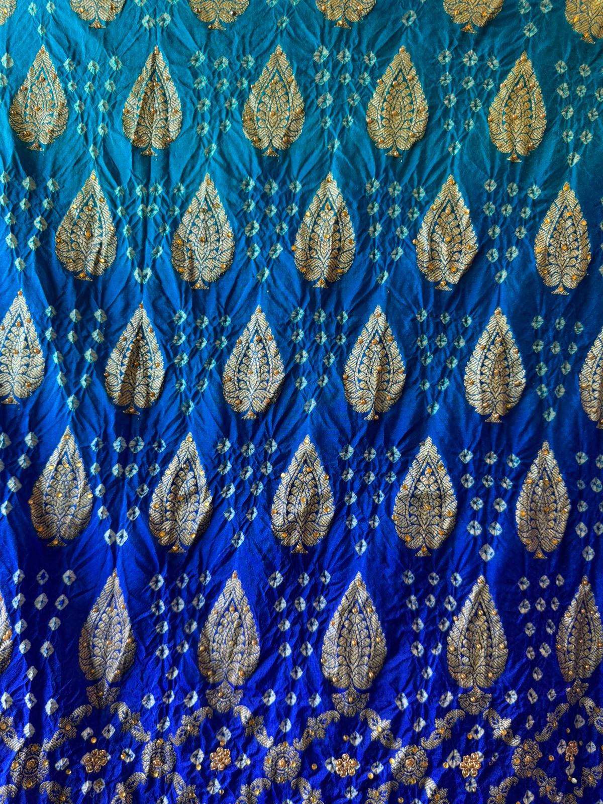 Pure bandhani Crushed ombré Zari weaving suits