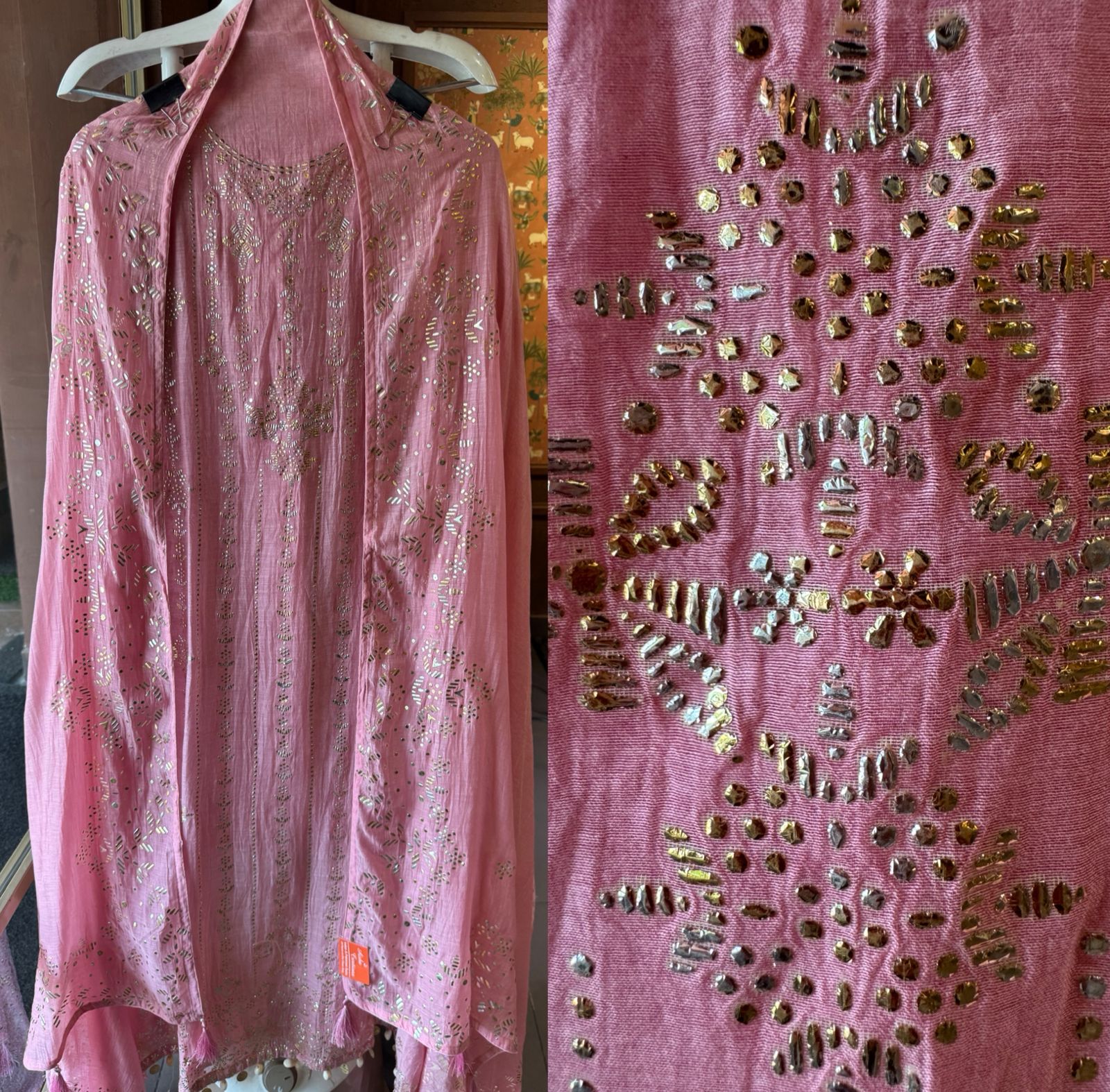 Pure Mul chanderi Unstitched Kurta