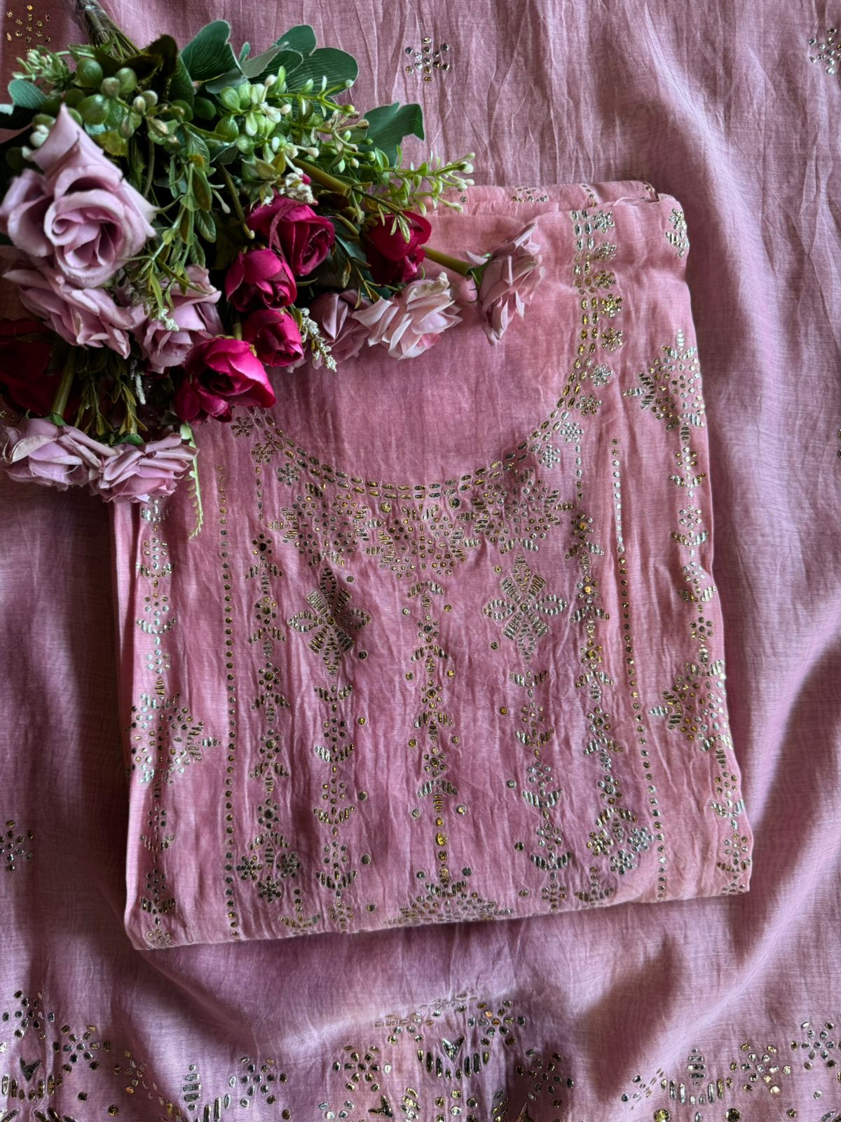 Pure Mul chanderi Unstitched Kurta