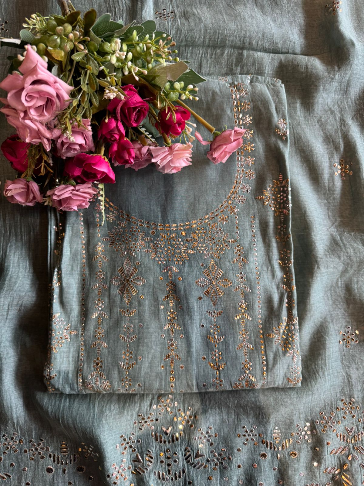 Pure Mul chanderi Unstitched Kurta