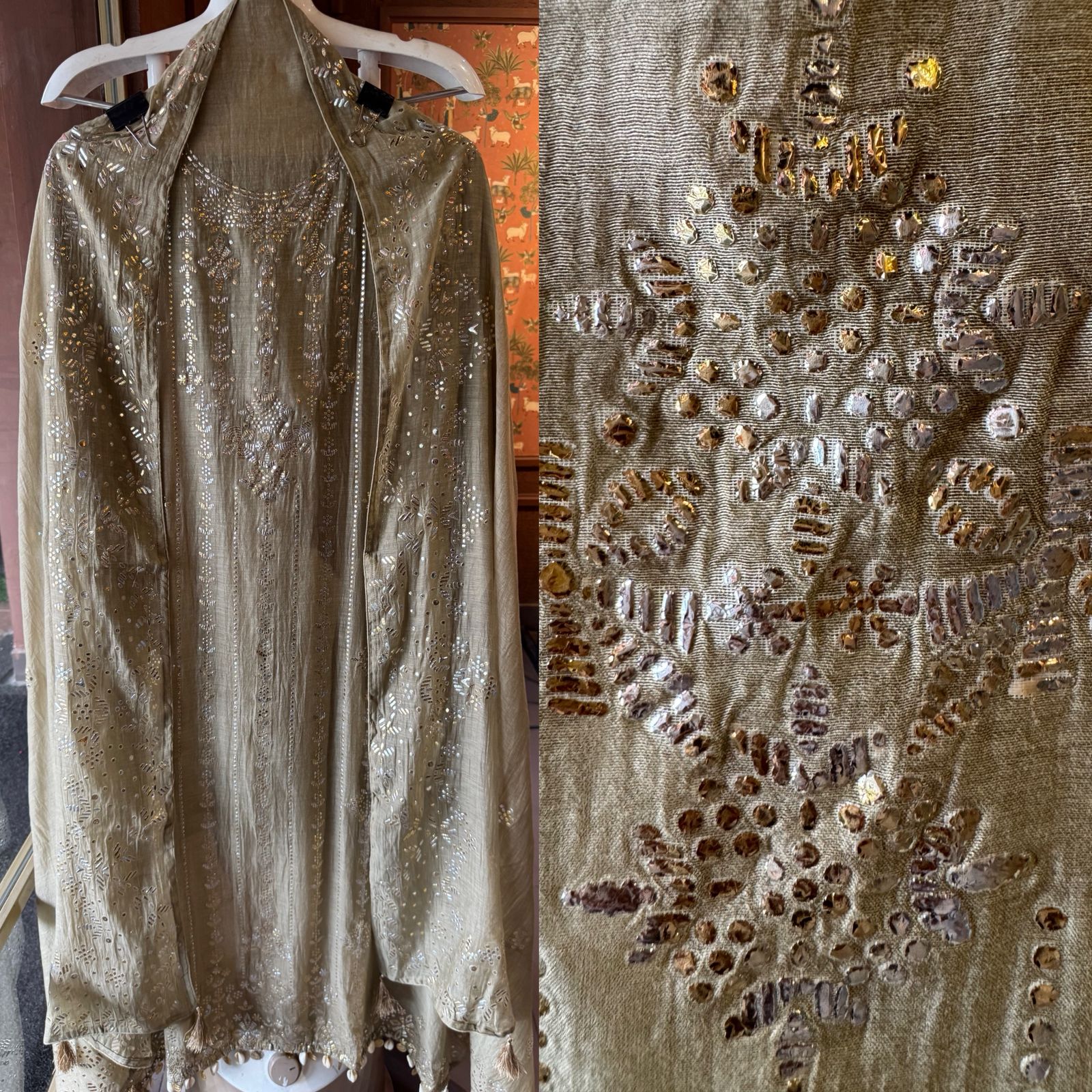 Pure Mul chanderi Unstitched Kurta