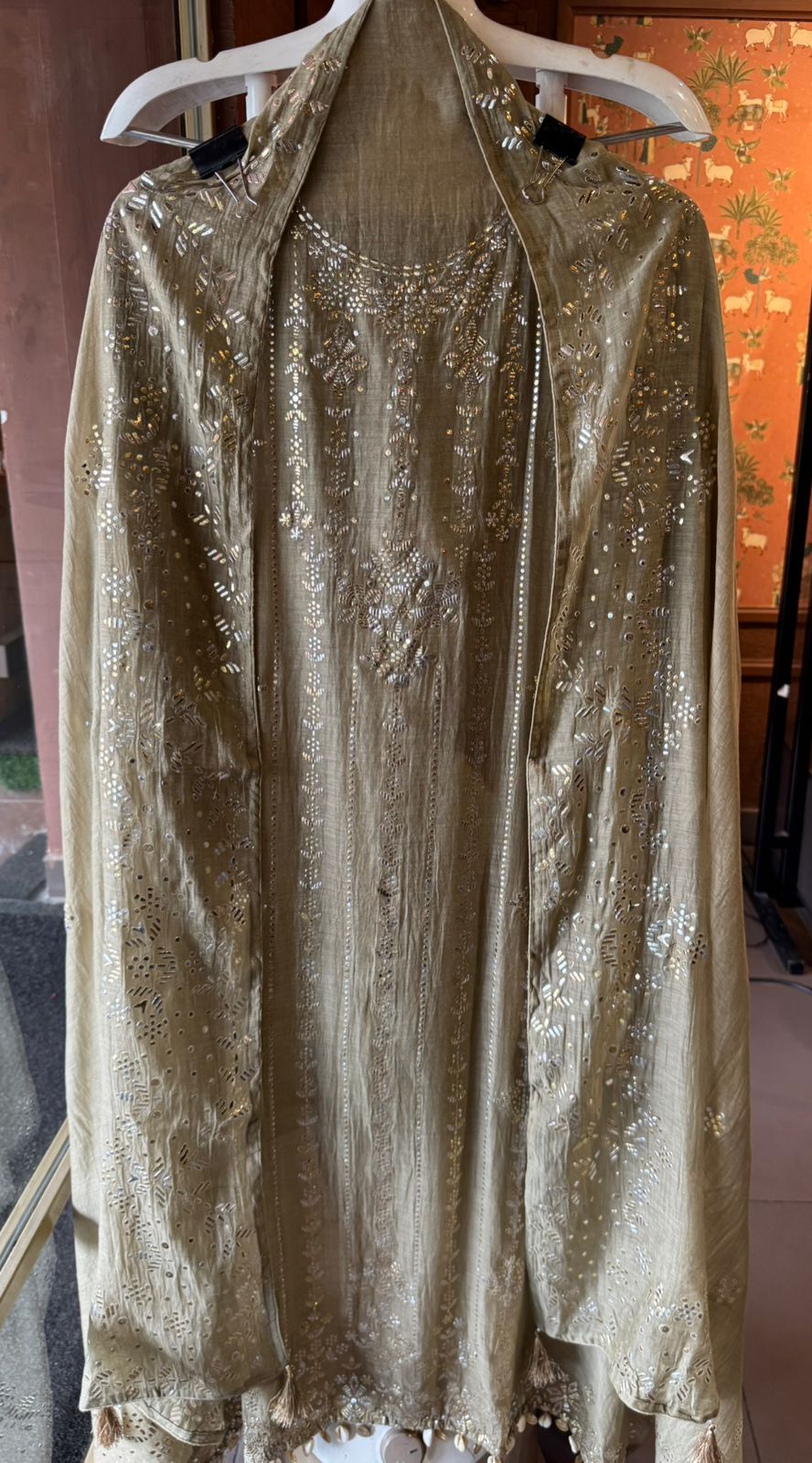 Pure Mul chanderi Unstitched Kurta