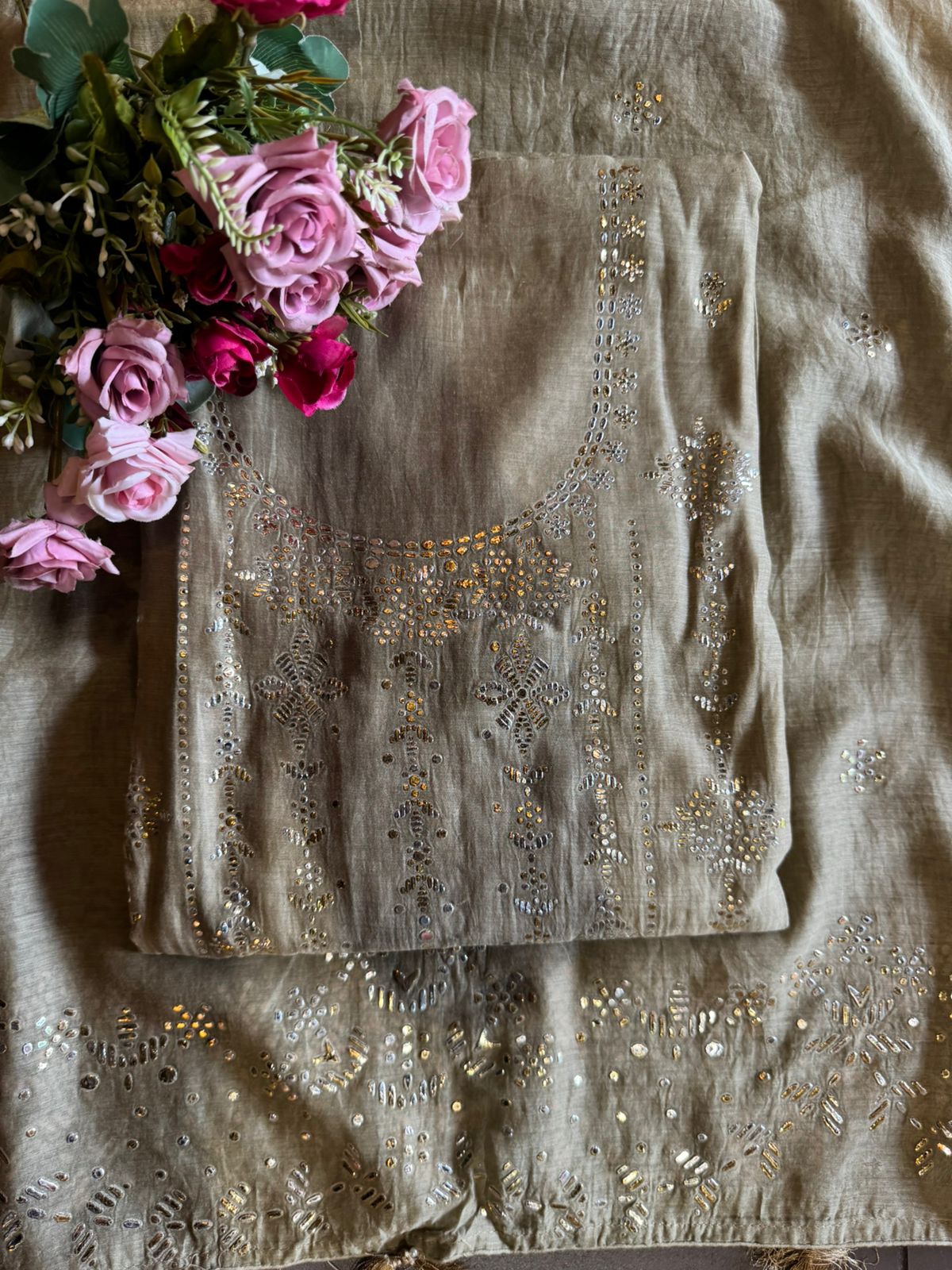 Pure Mul chanderi Unstitched Kurta