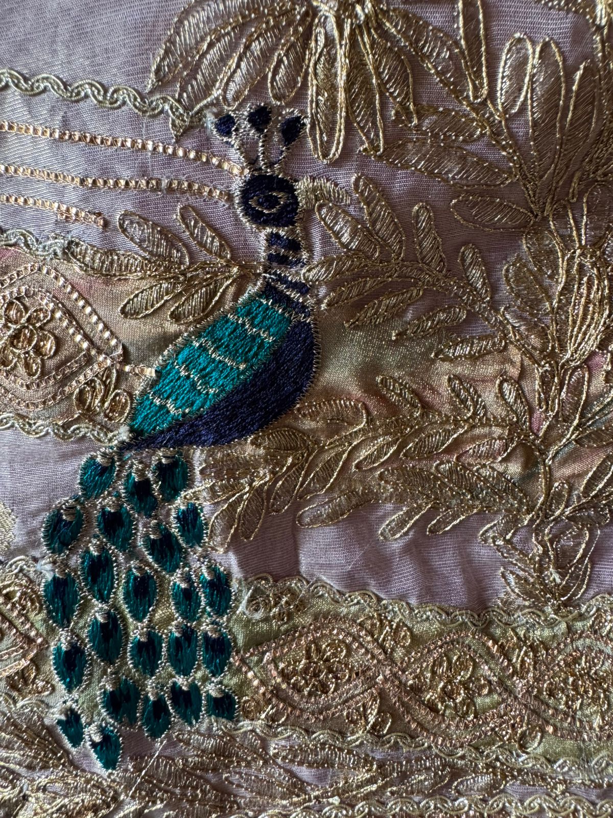 Pure chanderi Shirt gold in colour with complete zari work