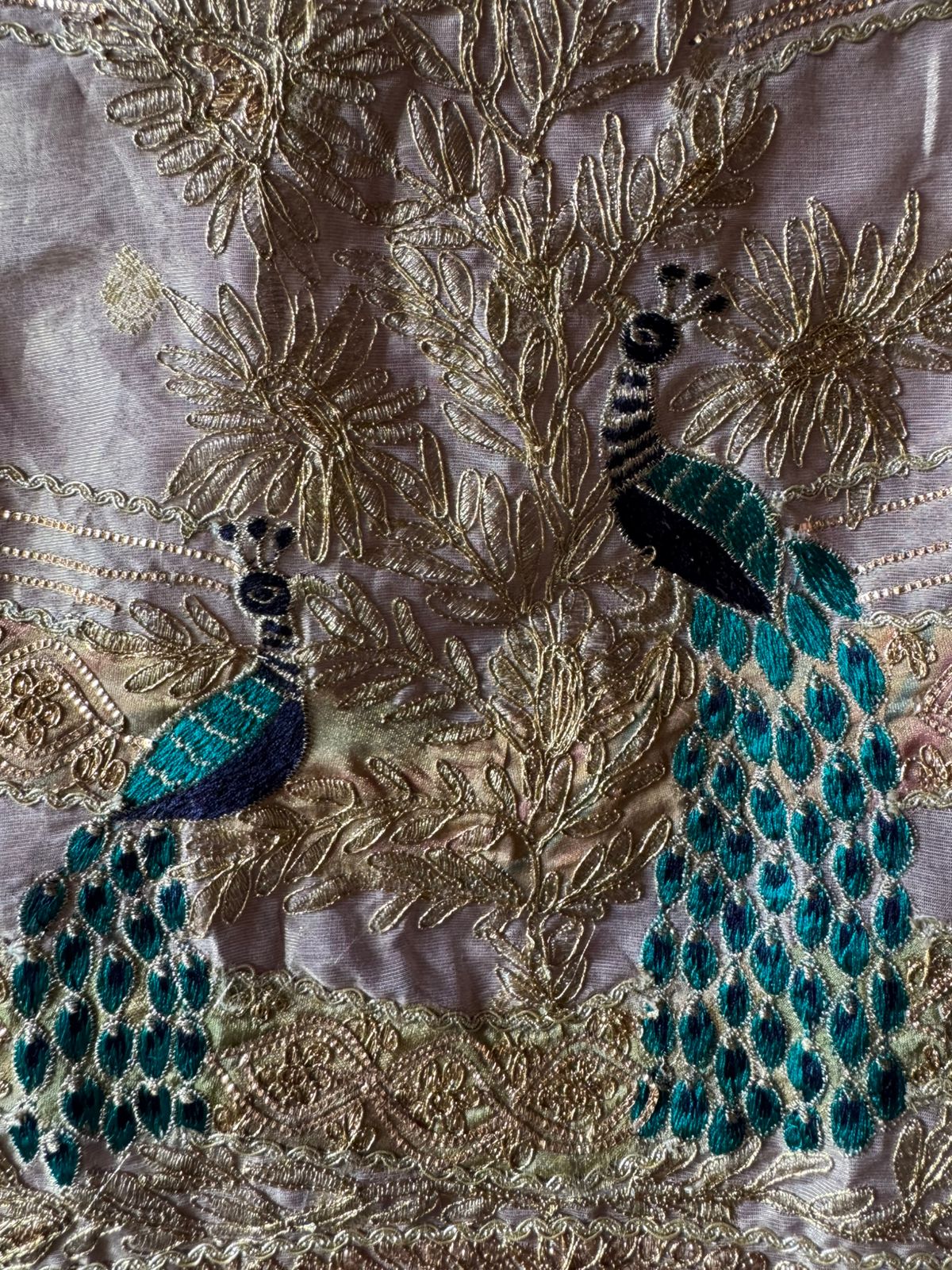 Pure chanderi Shirt gold in colour with complete zari work