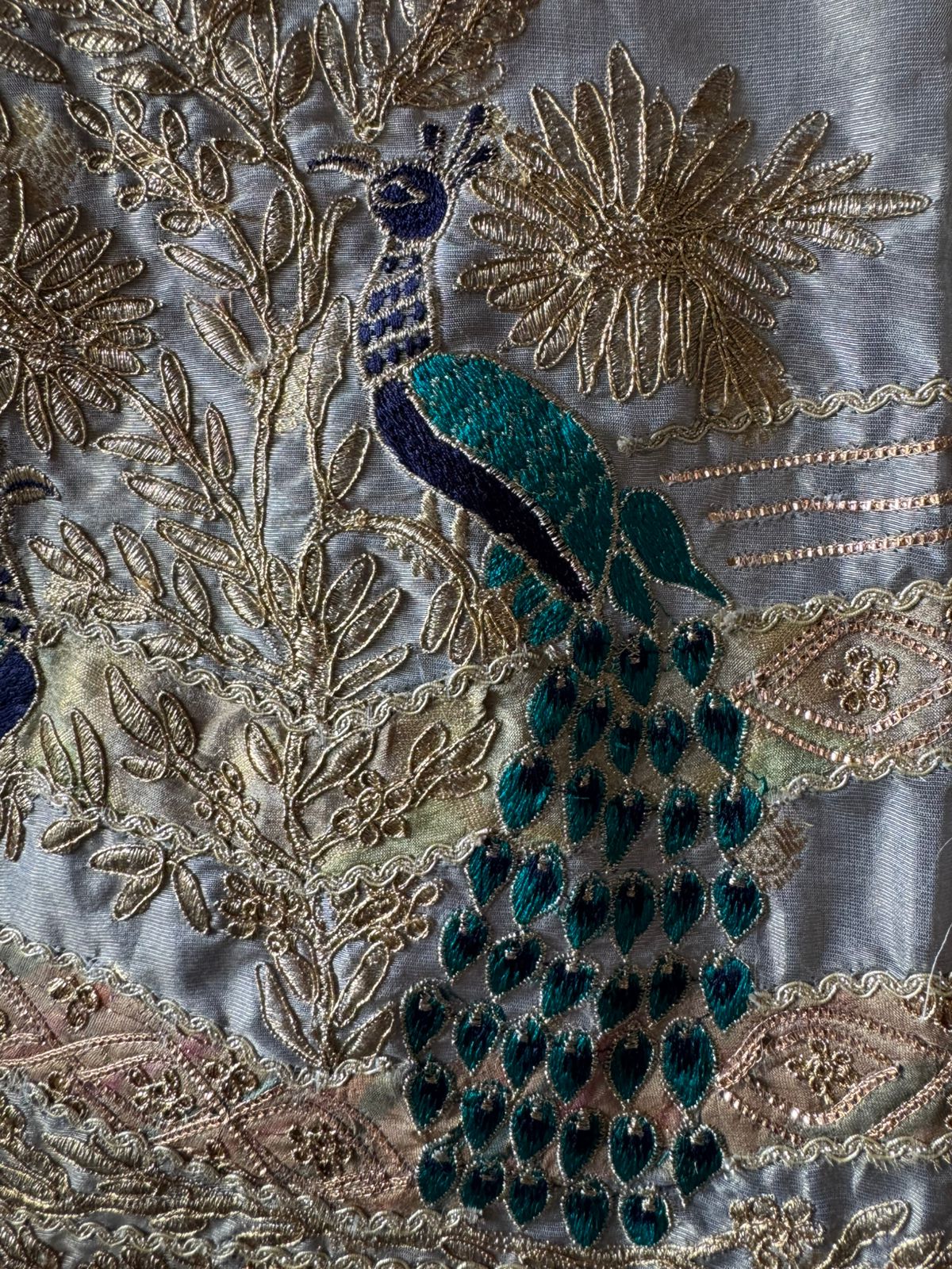 Pure chanderi Shirt gold in colour with complete zari work