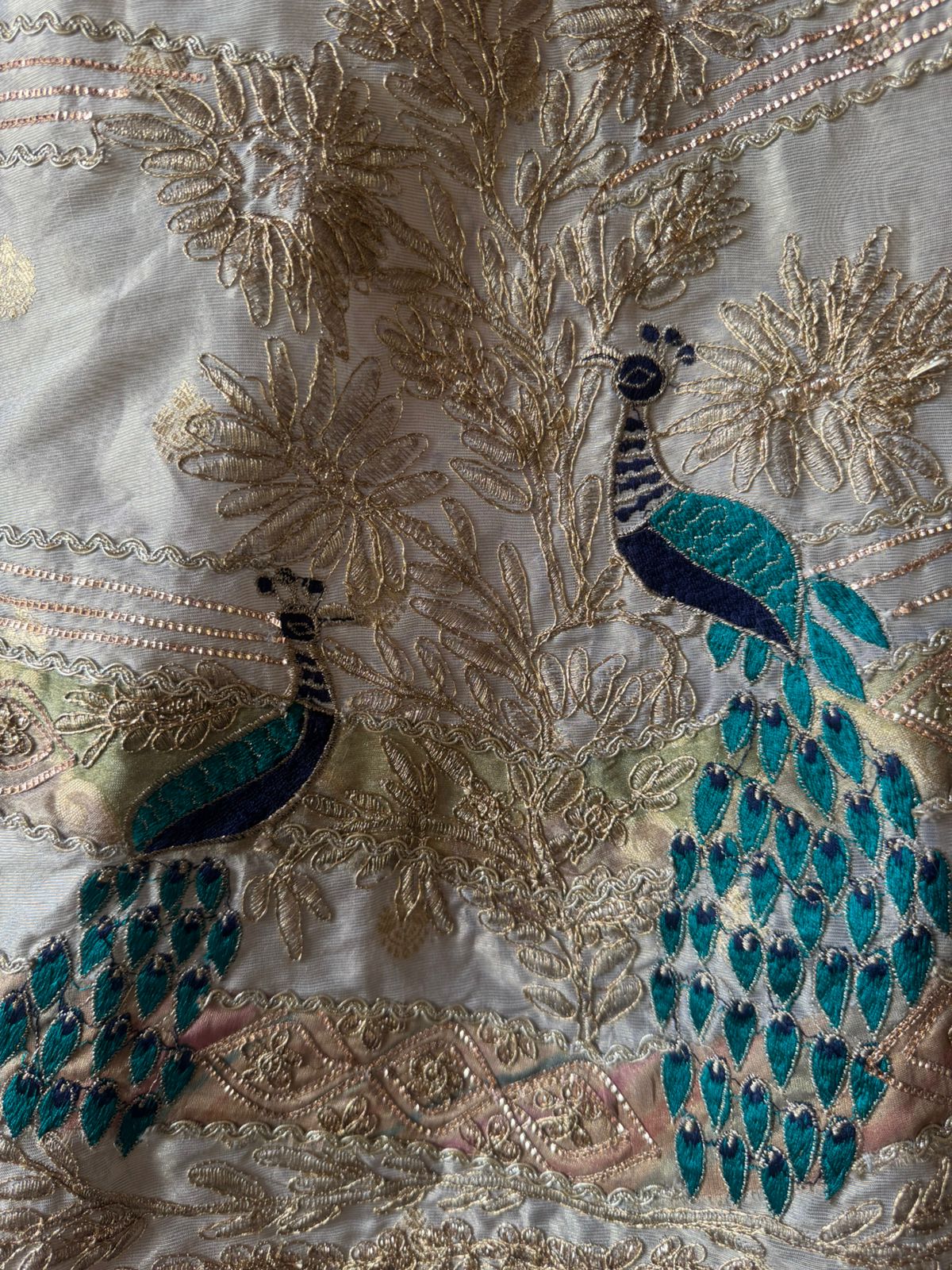 Pure chanderi Shirt gold in colour with complete zari work