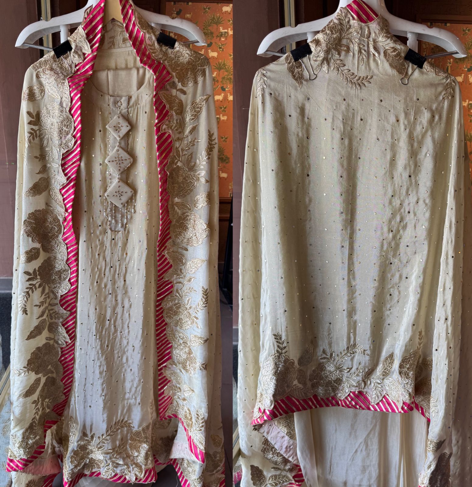 Soft shimmer tissue Unstitched full size Suit