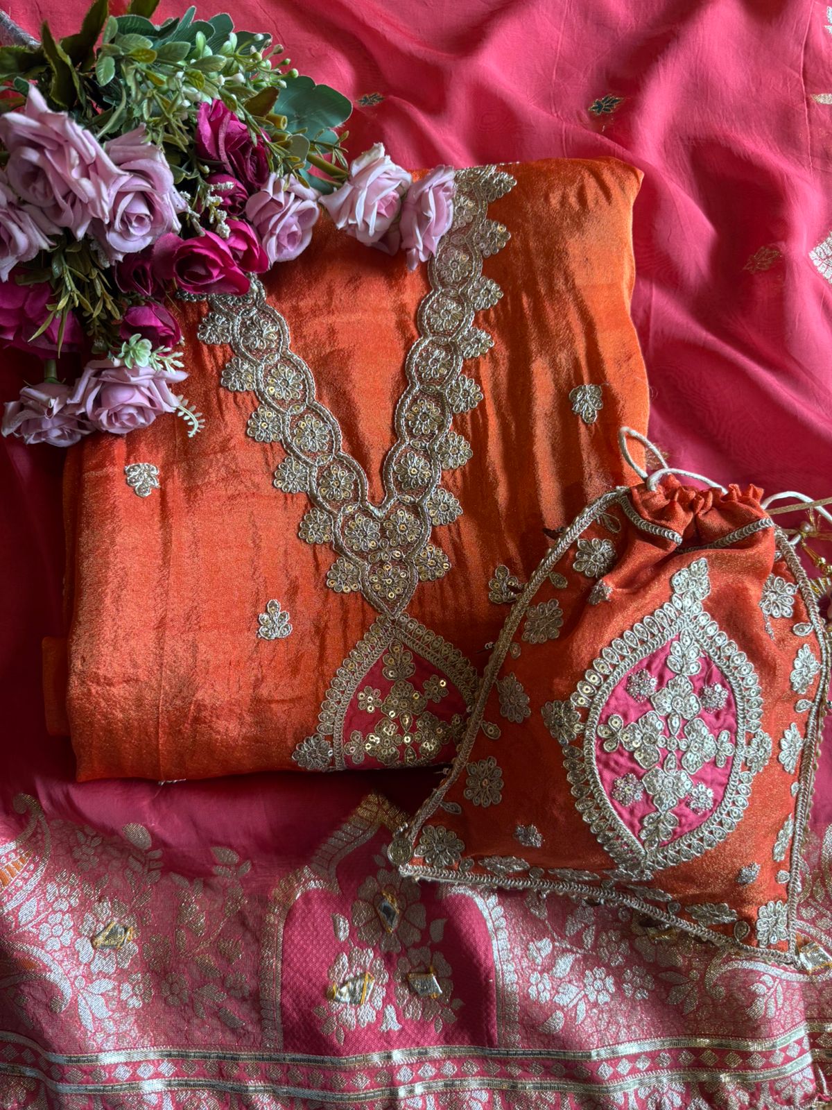 Pure 100% soft  tissue Unstitched shirt