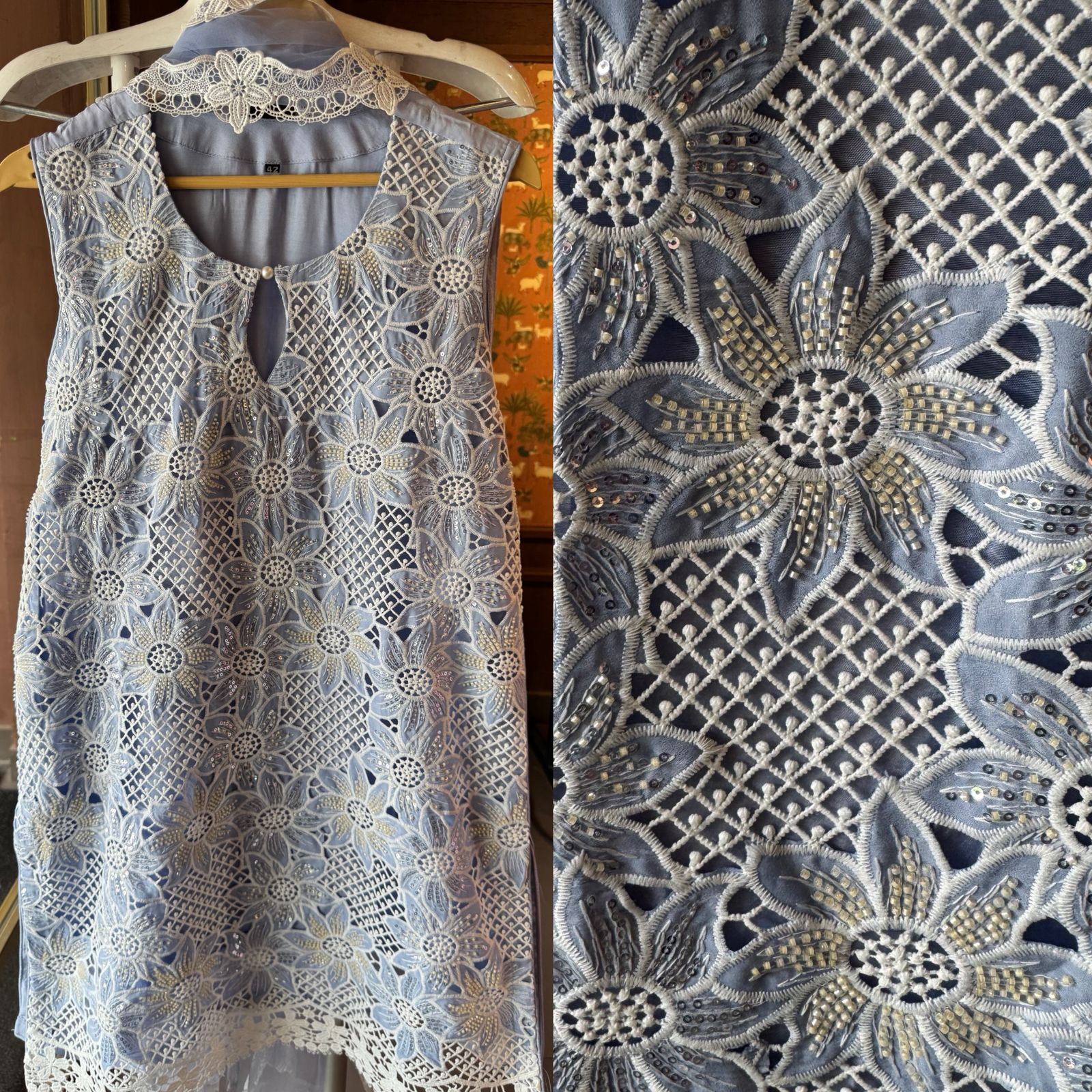 Imported crochet designer cut sleeves designer Suit