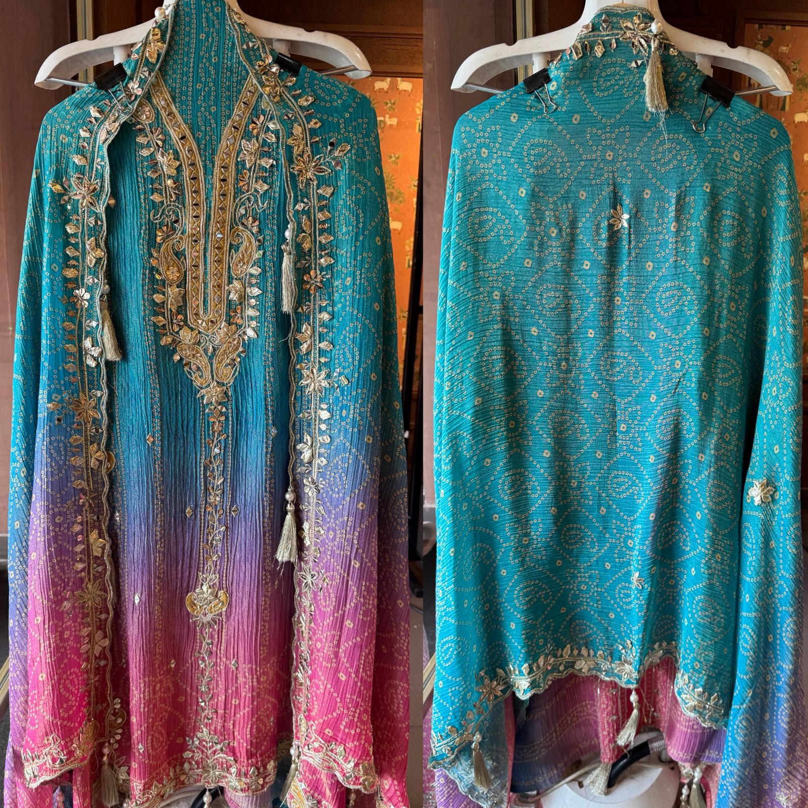 Crushed stretchable Tissue fabric Unstitched