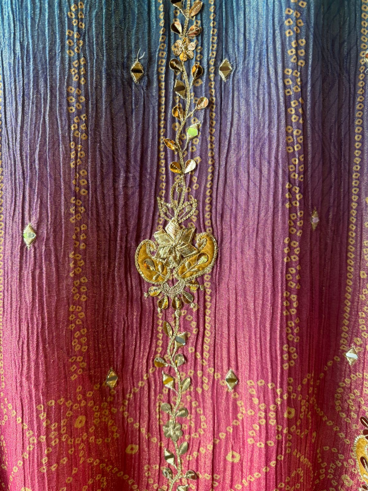 Crushed stretchable Tissue fabric Unstitched