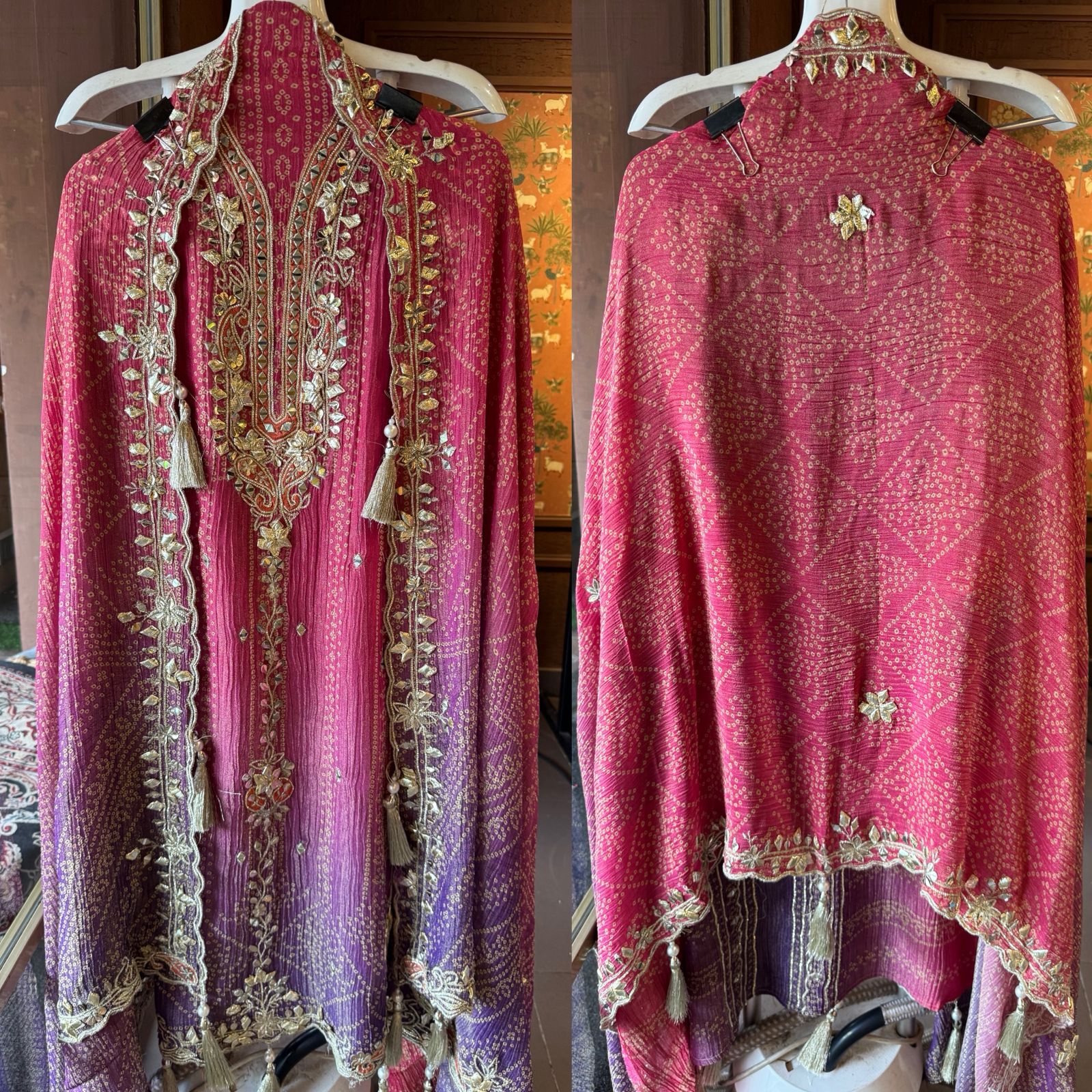 Crushed stretchable Tissue fabric Unstitched