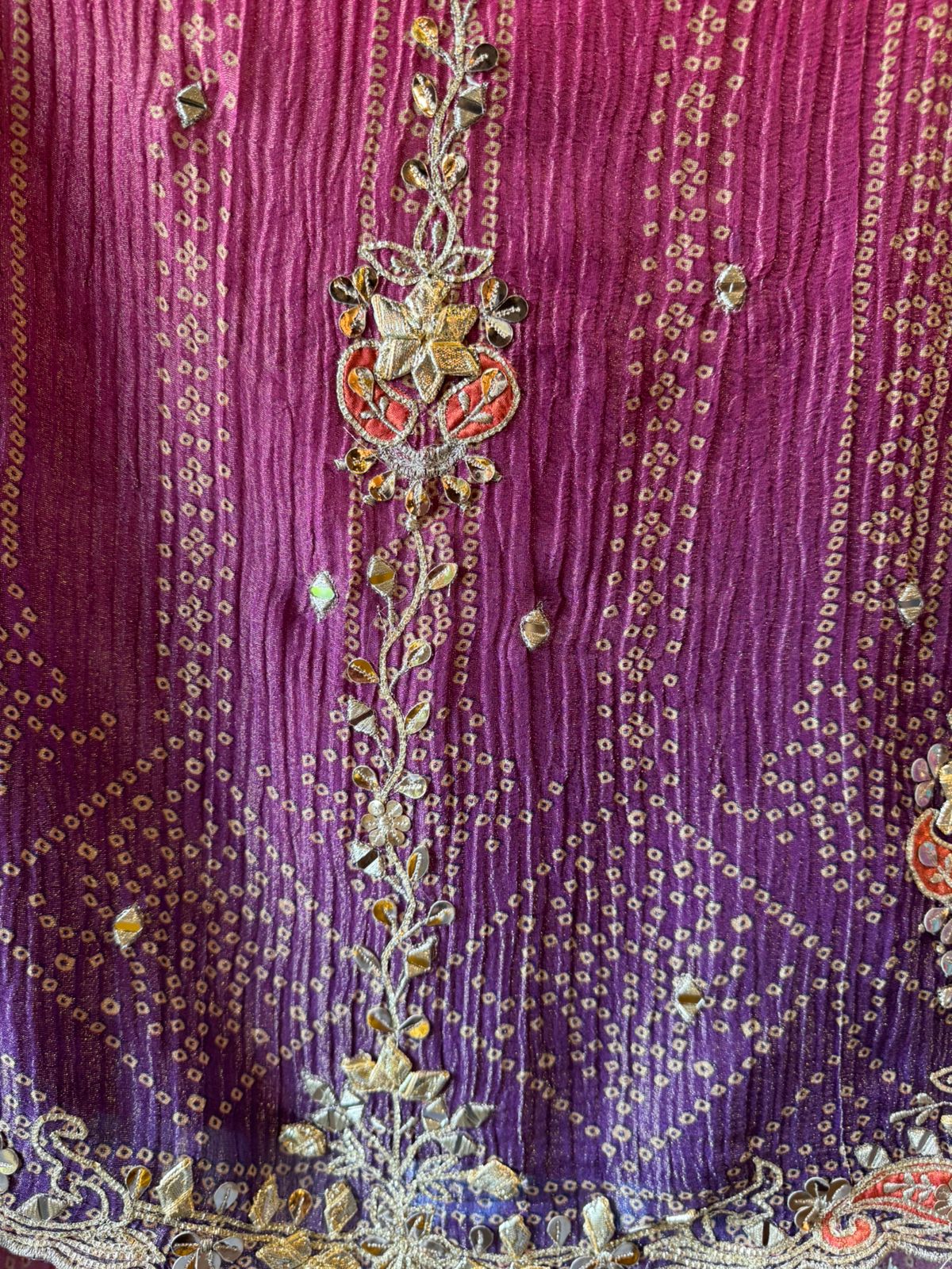 Crushed stretchable Tissue fabric Unstitched