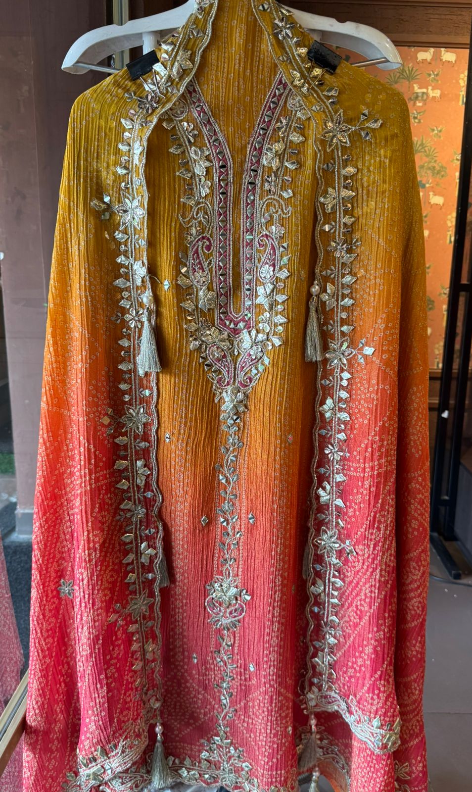 Crushed stretchable Tissue fabric Unstitched