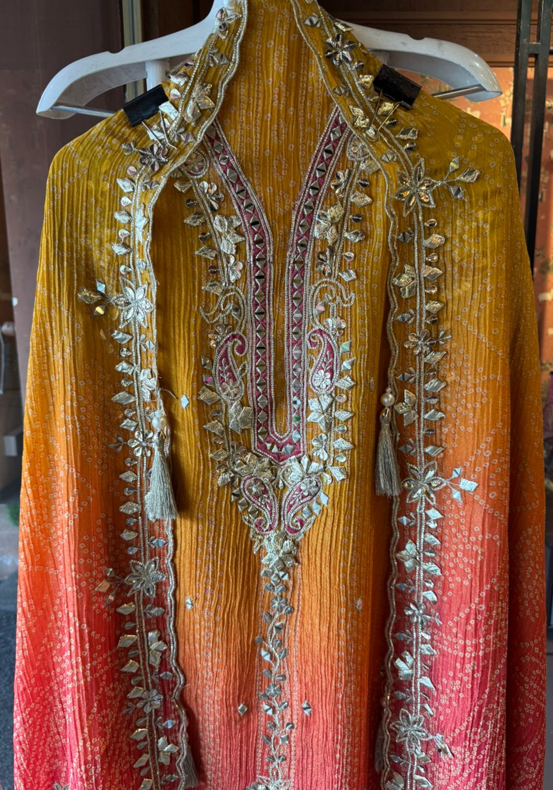 Crushed stretchable Tissue fabric Unstitched