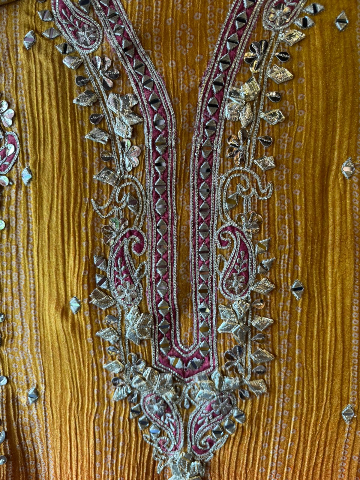 Crushed stretchable Tissue fabric Unstitched