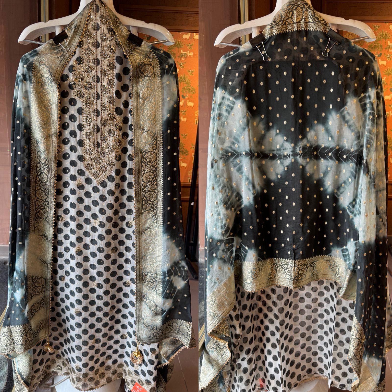 Polka Dots organza digital printed Shirt