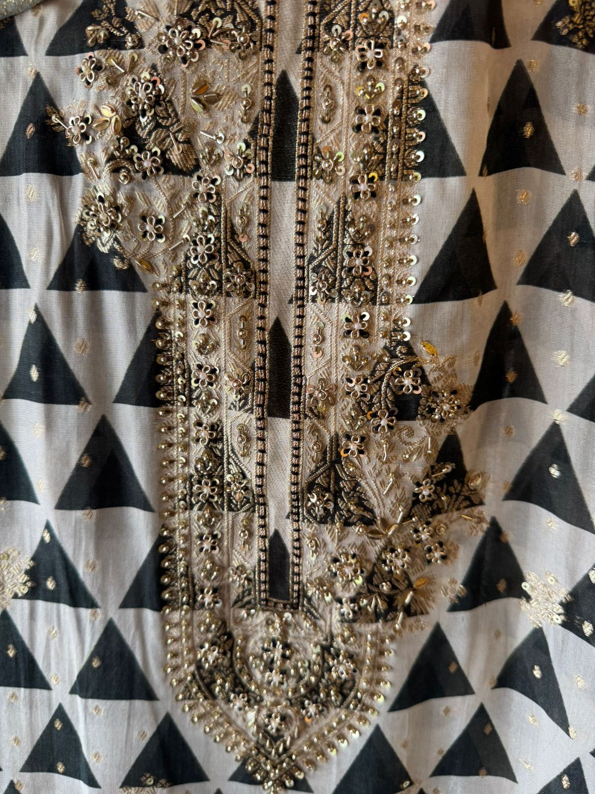 Geometrical print on organza digital printed Shirt