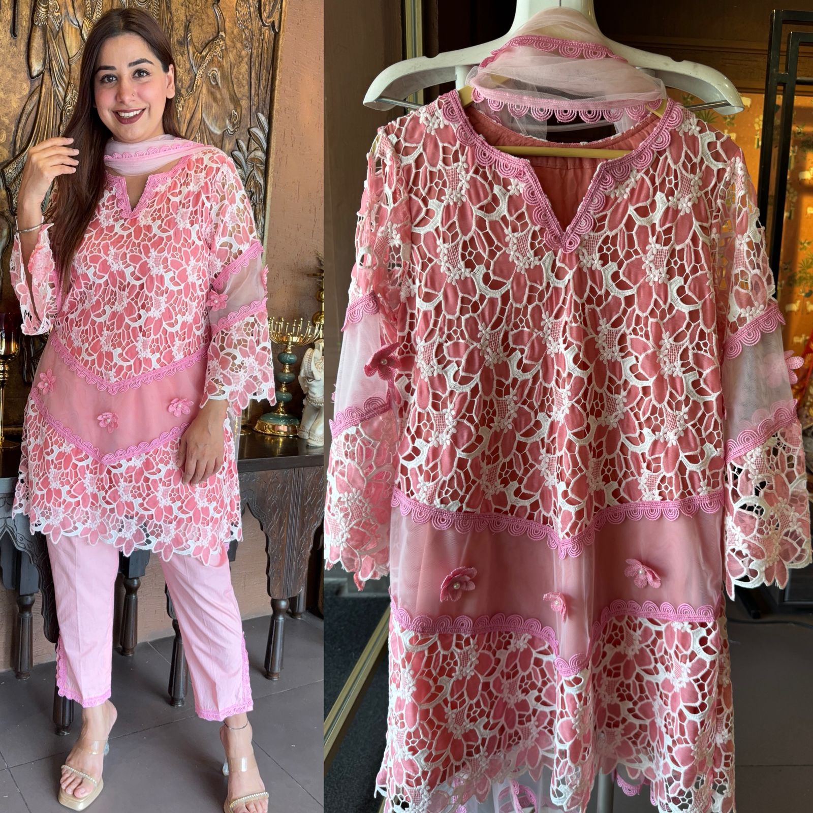 Stitched cotton Crochet shirt