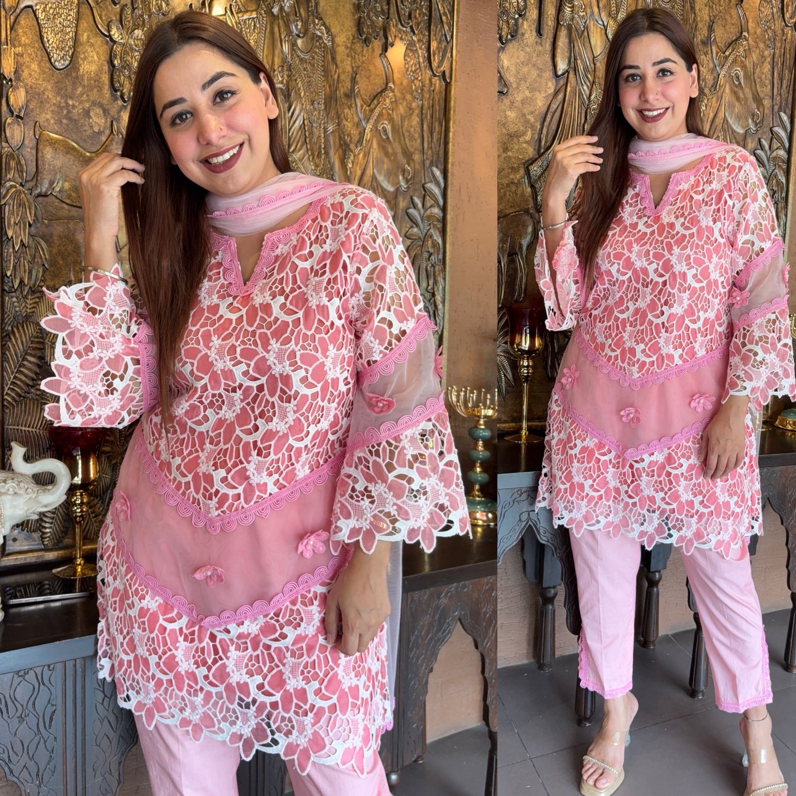 Stitched cotton Crochet shirt